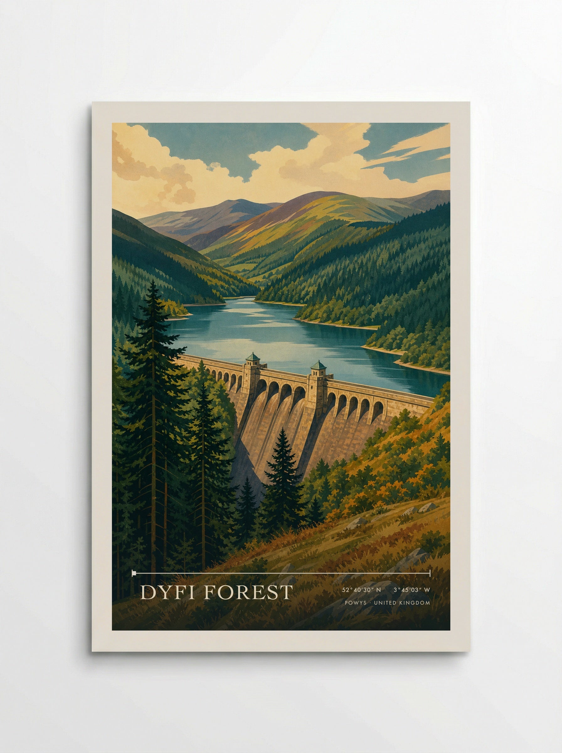 Dyfi Forest Powys United Kingdom Travel Poster - Poster