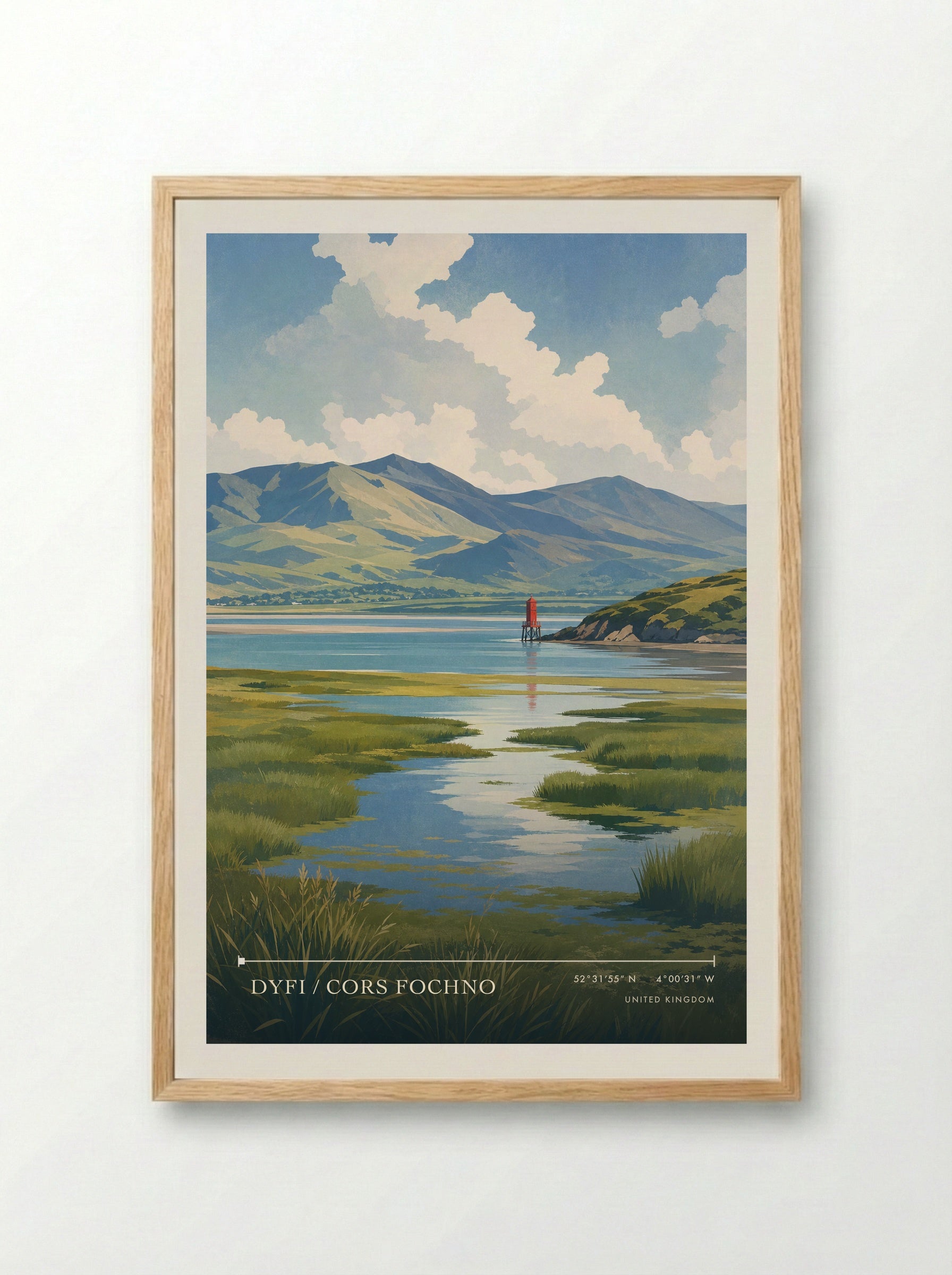 Dyfi / Cors Fochno United Kingdom Travel Poster - Framed Print Wood
