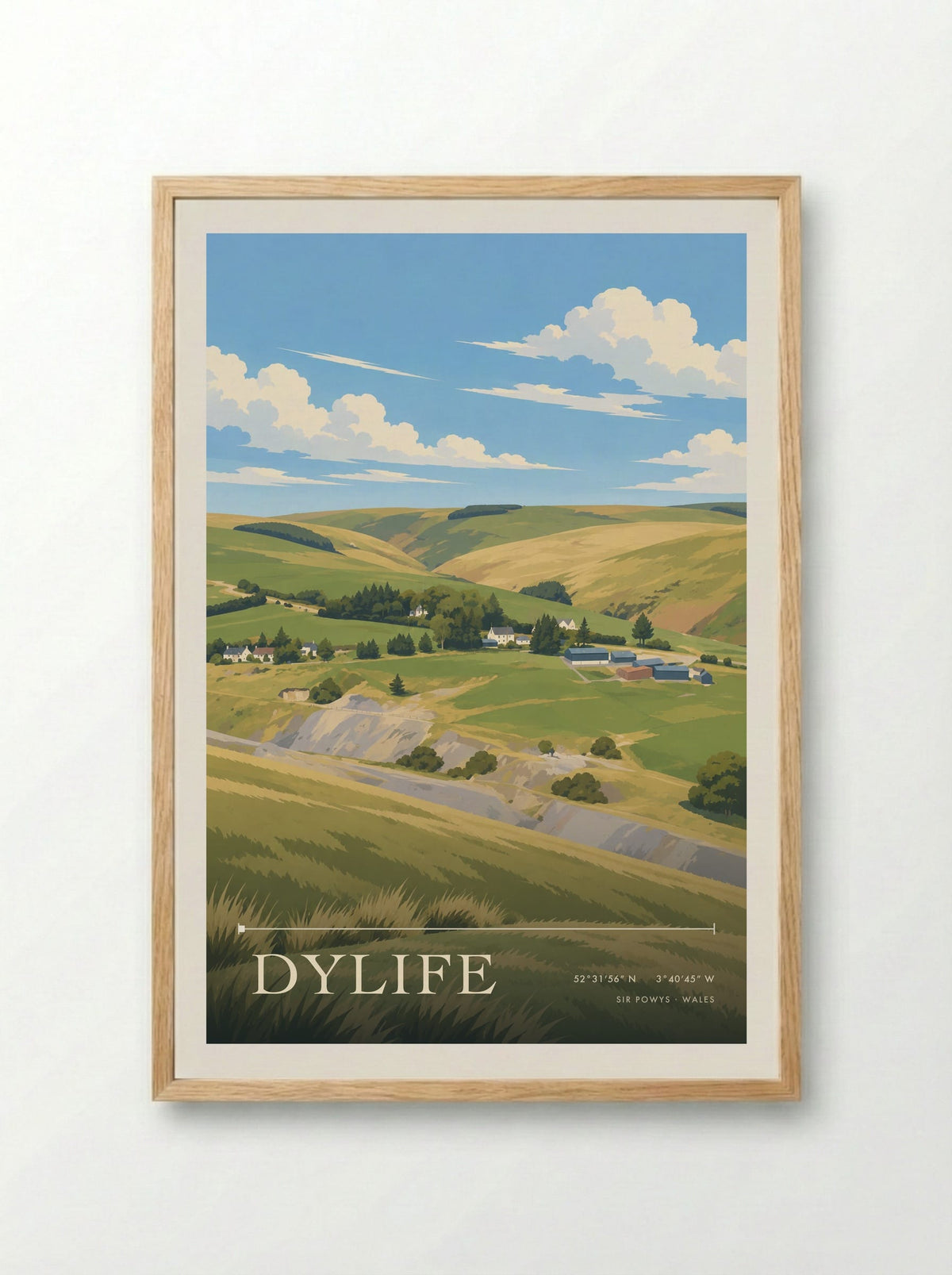 Dylife, Sir Powys | Travel Poster - Framed Print Wood