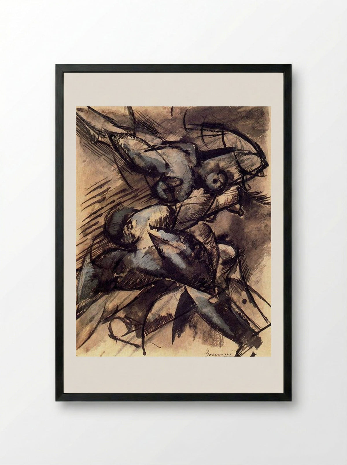 Dynamic Decomposition - Umberto Boccioni - Framed Print Black