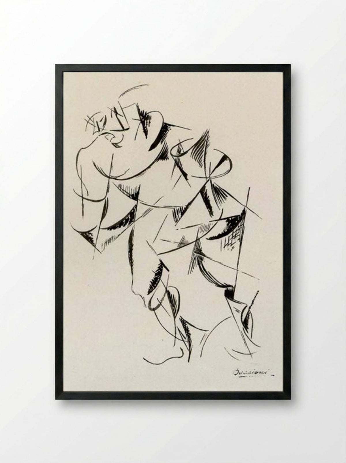 Dynamism of the Human Body: Boxer - Umberto Boccioni - Framed Print Black
