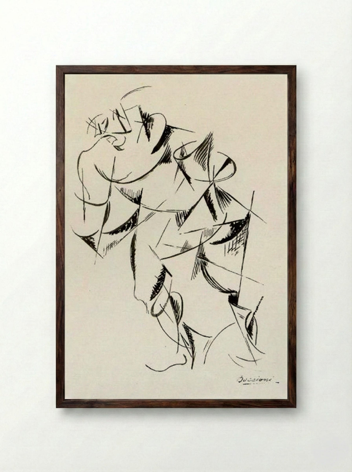 Dynamism of the Human Body: Boxer - Umberto Boccioni - Framed Print Dark Wood