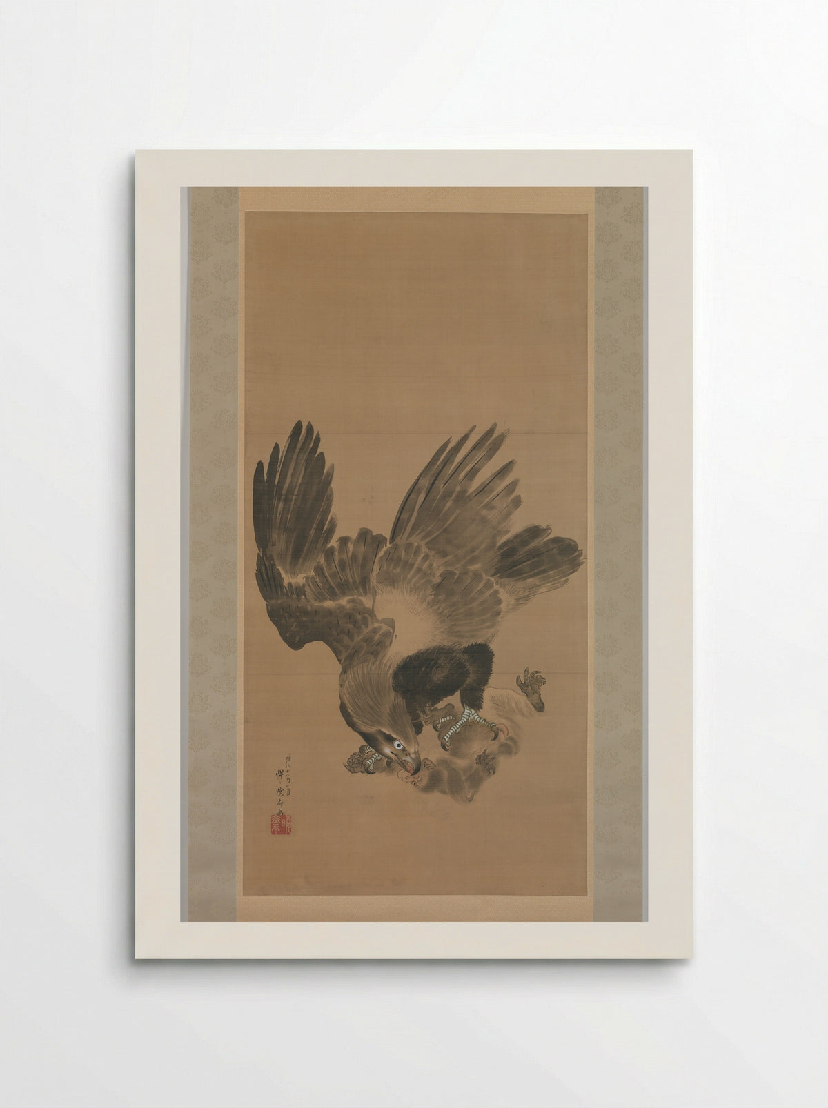 Eagle Attacking a Monkey - Kawanabe Kyōsai - Poster