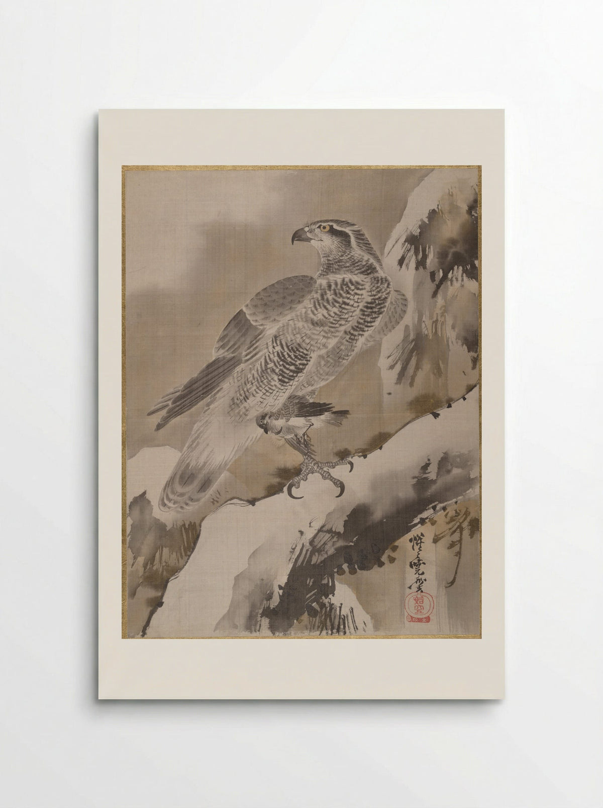 Eagle Holding Small Bird - Kawanabe Kyōsai - Poster