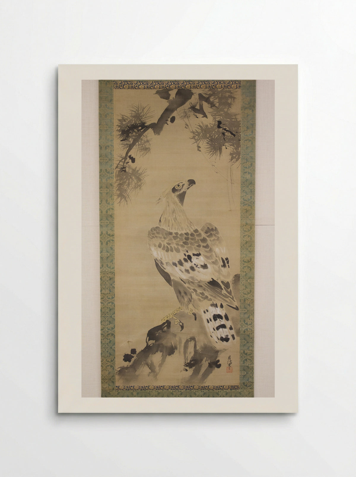 Eagle on a Pine Branch - Kano Chikanobu - Poster