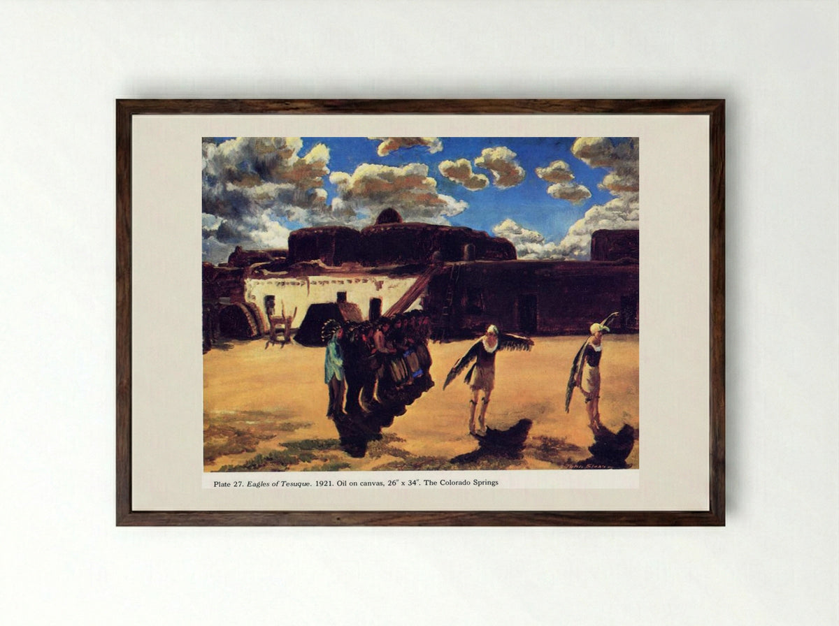 Eagles of Tesuque - John French Sloan - Framed Print Dark Wood