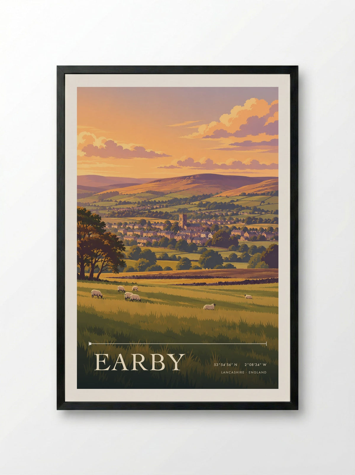 Earby, Lancashire | Travel Poster - Framed Print Black