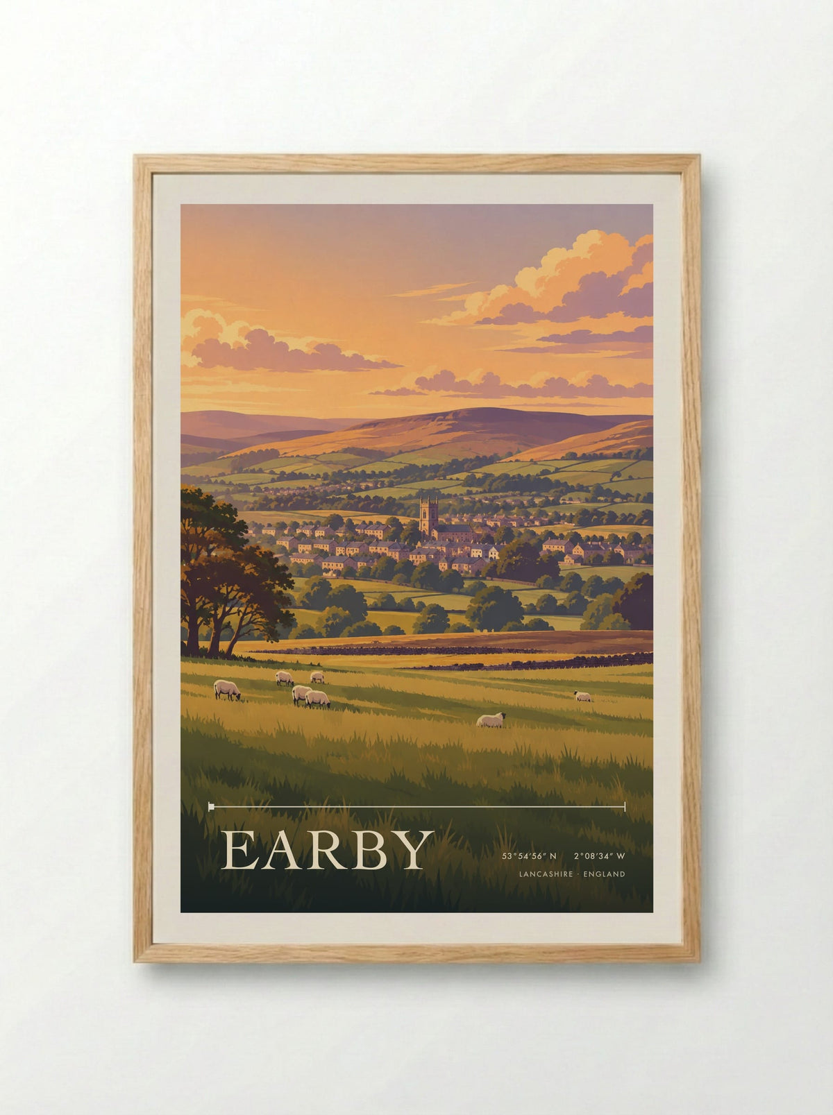 Earby, Lancashire | Travel Poster - Framed Print Wood