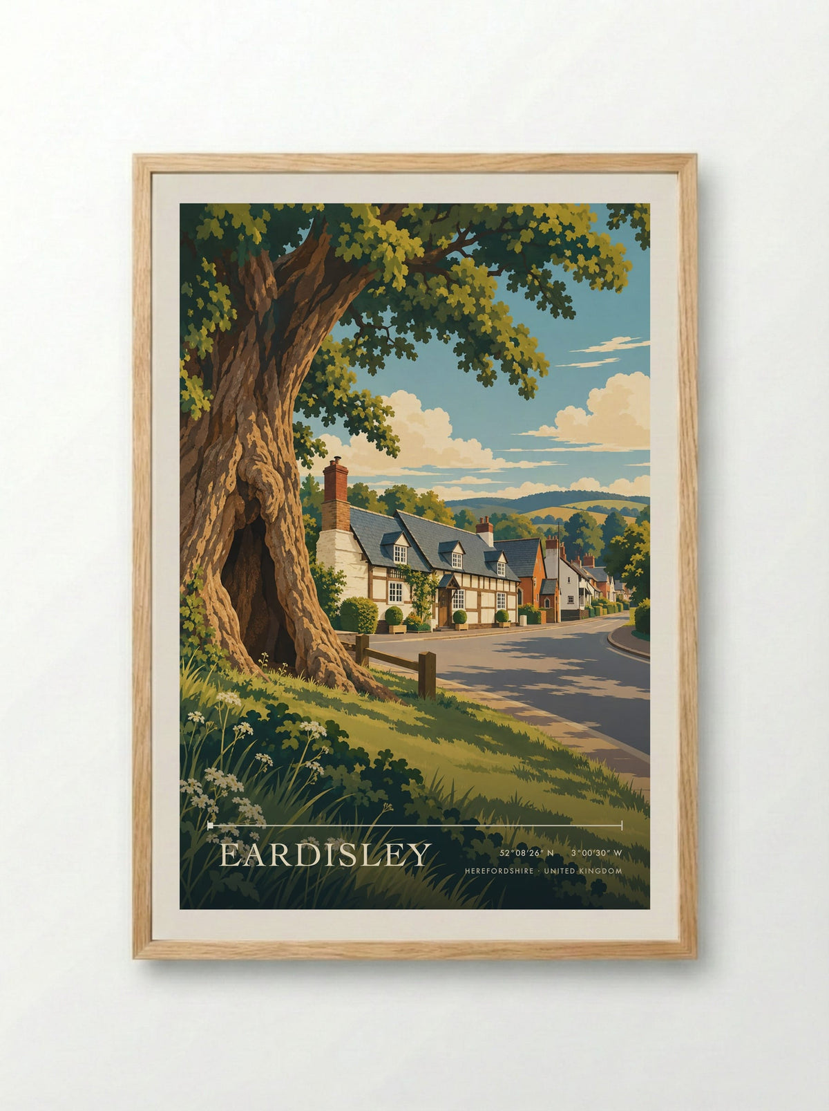 Eardisley, Herefordshire | Travel Poster - Framed Print Wood