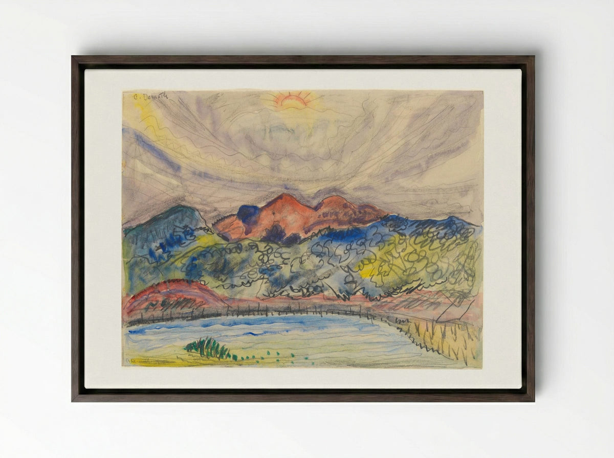 Early Landscape - Charles Demuth - Framed Canvas Dark Wood