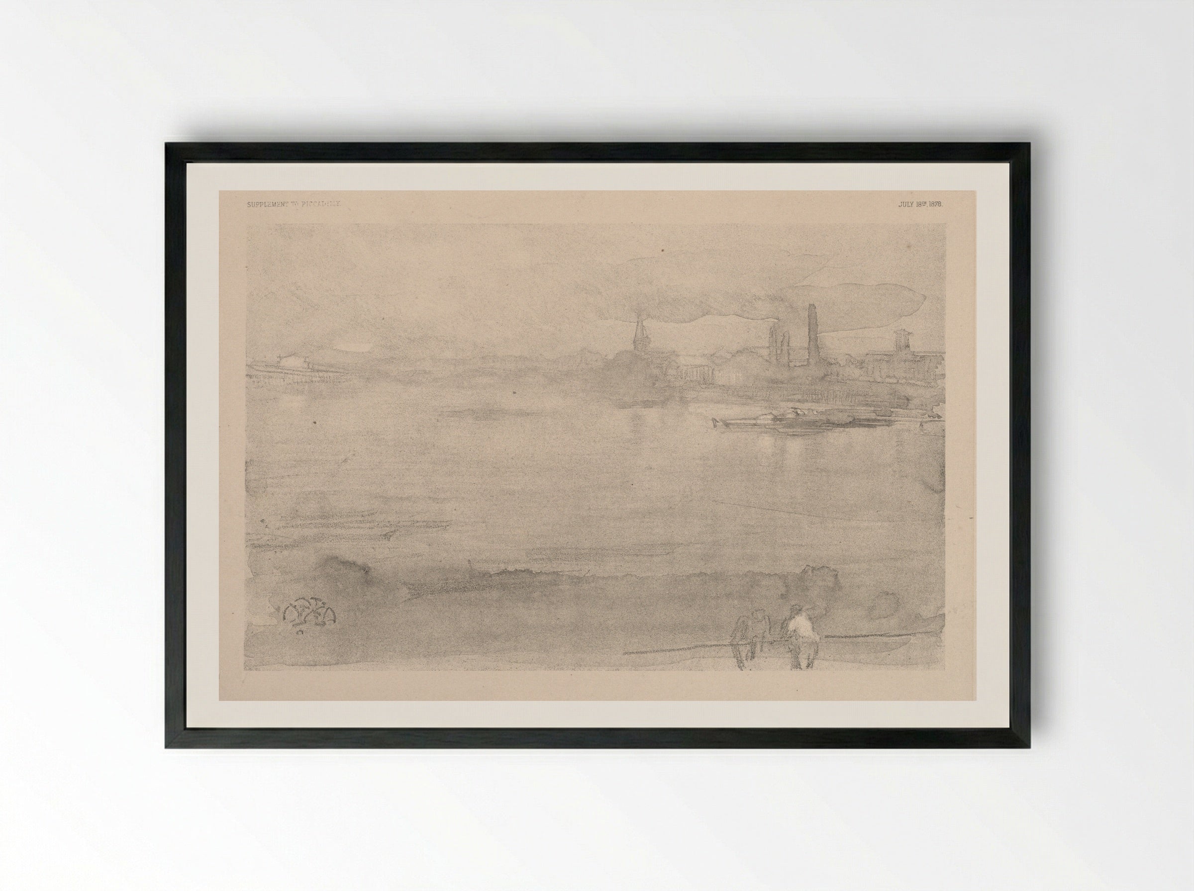 Early Morning: The Thames at Battersea - James McNeill Whistler - Framed Print Black