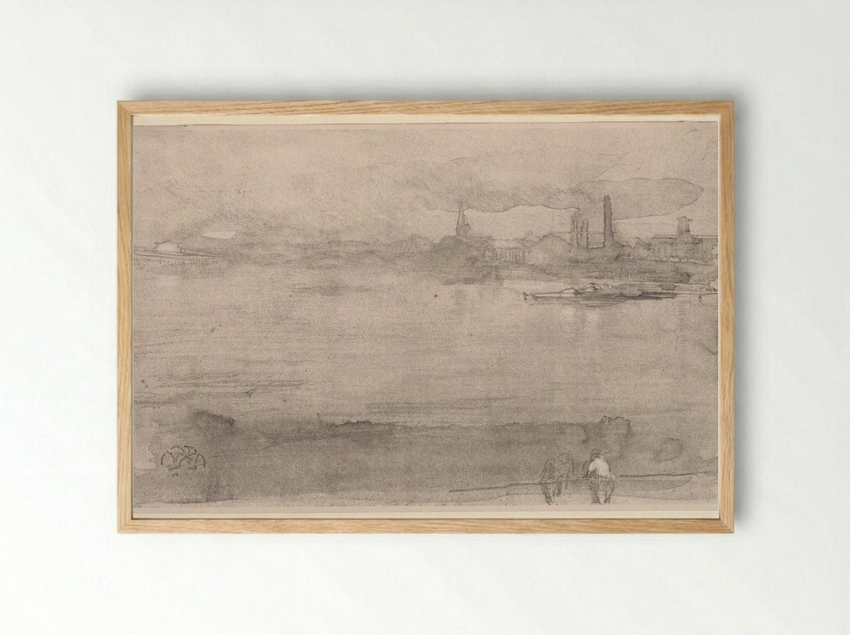 Early Morning: The Thames at Battersea - James McNeill Whistler - Framed Print Wood