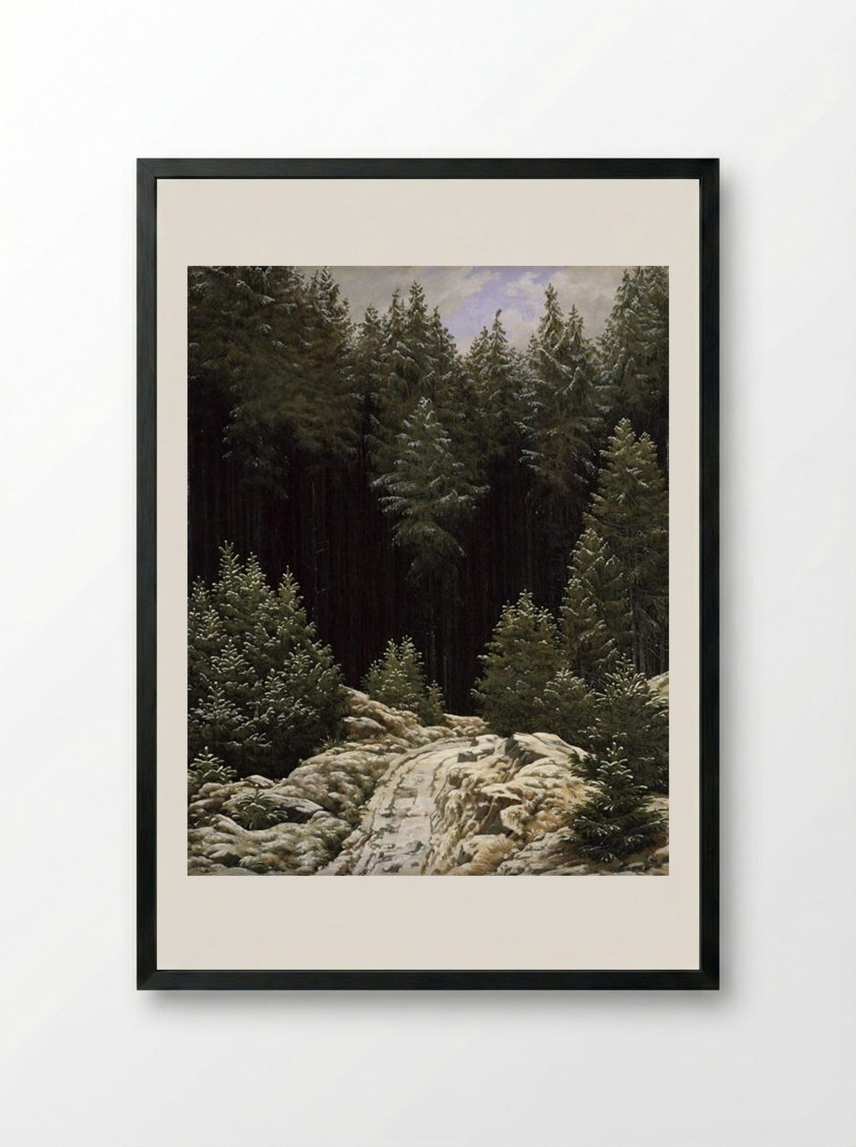 Early Snow - Caspar David Friedrich - Framed Print Black