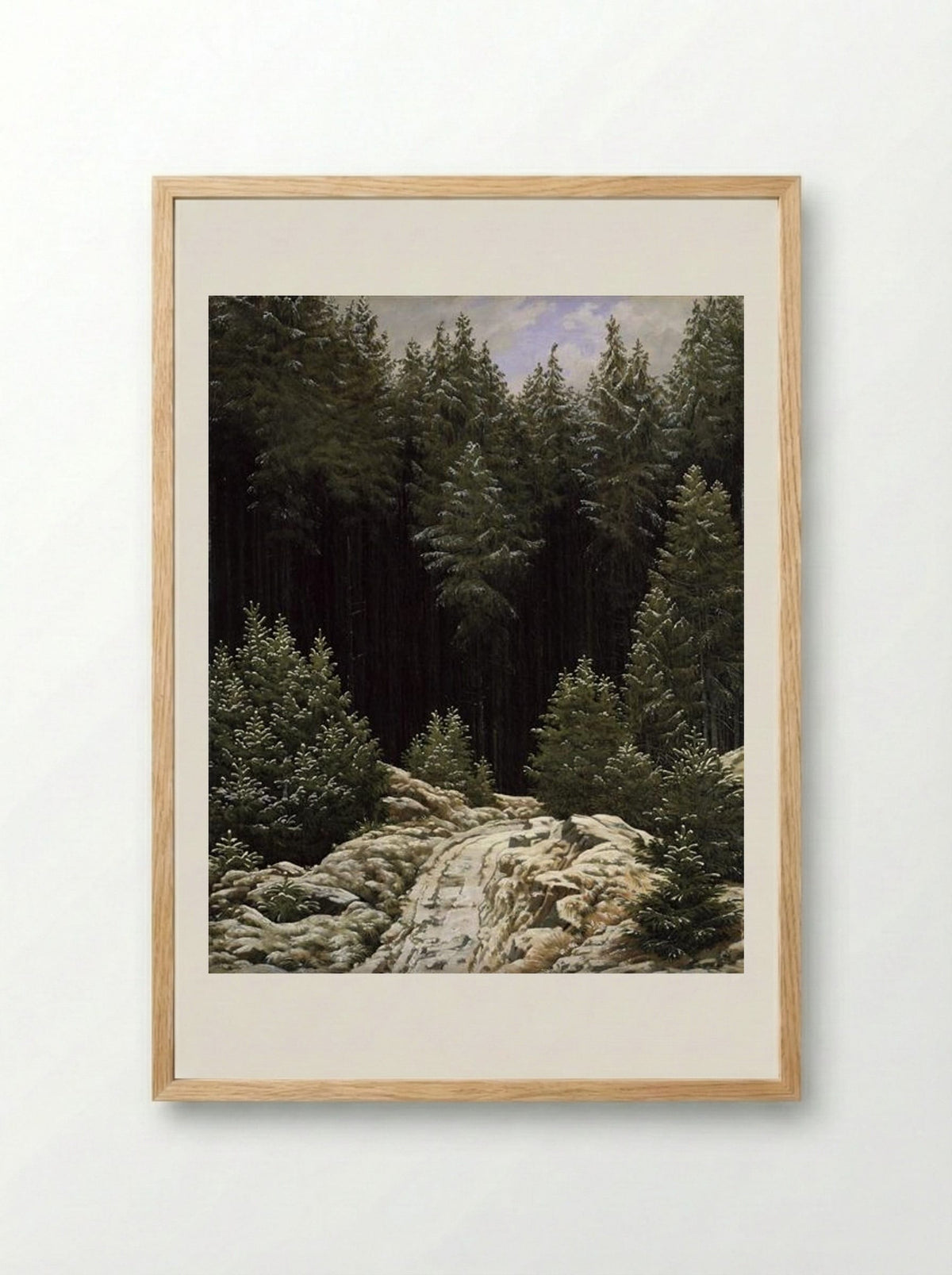 Early Snow - Caspar David Friedrich - Framed Print Wood