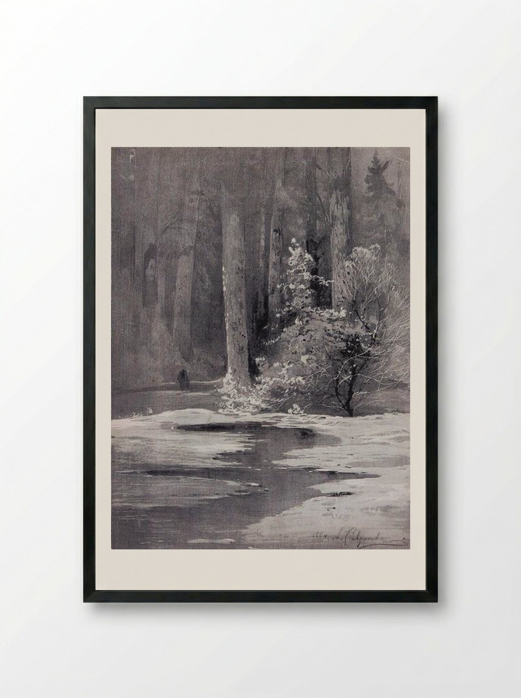 Early Spring. Backwoods - Aleksey Savrasov - Framed Print Black