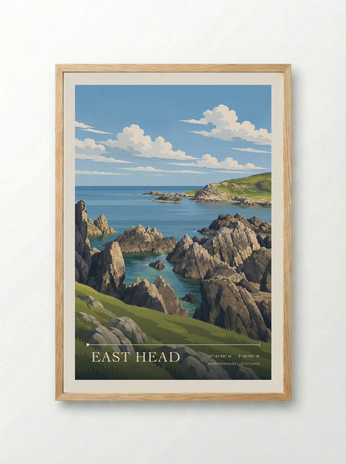 East Head, Aberdeenshire | Travel Poster - Framed Print Wood