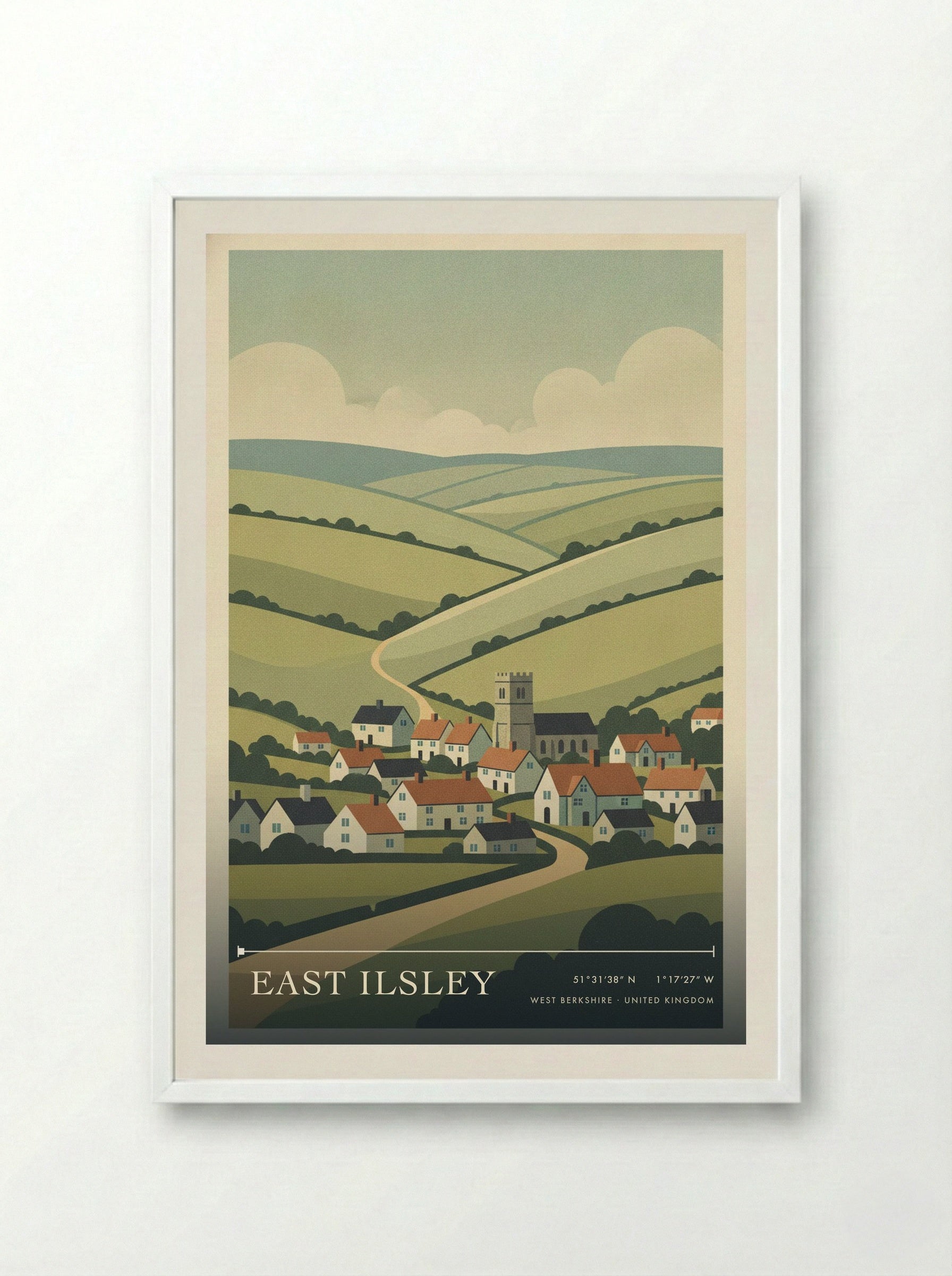 East Ilsley West Berkshire United Kingdom Travel Poster - Framed Print White