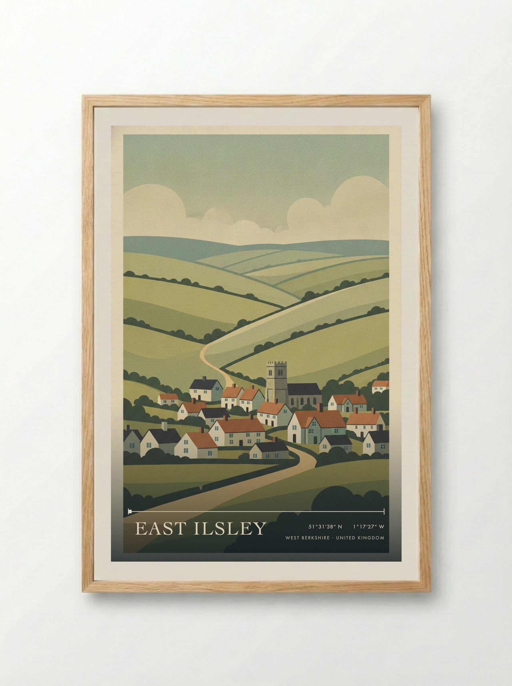 East Ilsley West Berkshire United Kingdom Travel Poster - Framed Print Wood