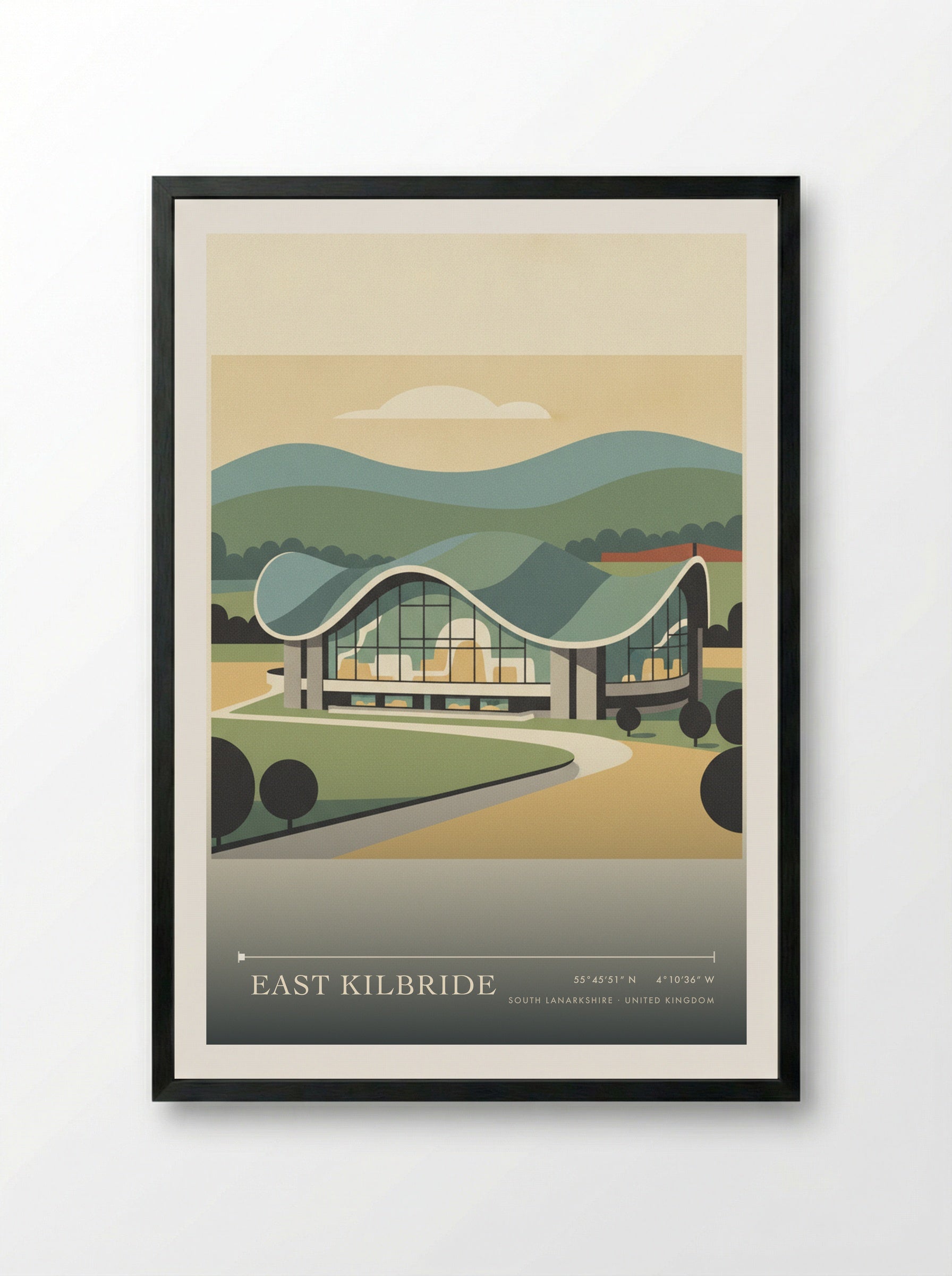 East Kilbride South Lanarkshire United Kingdom Travel Poster - Framed Print Black