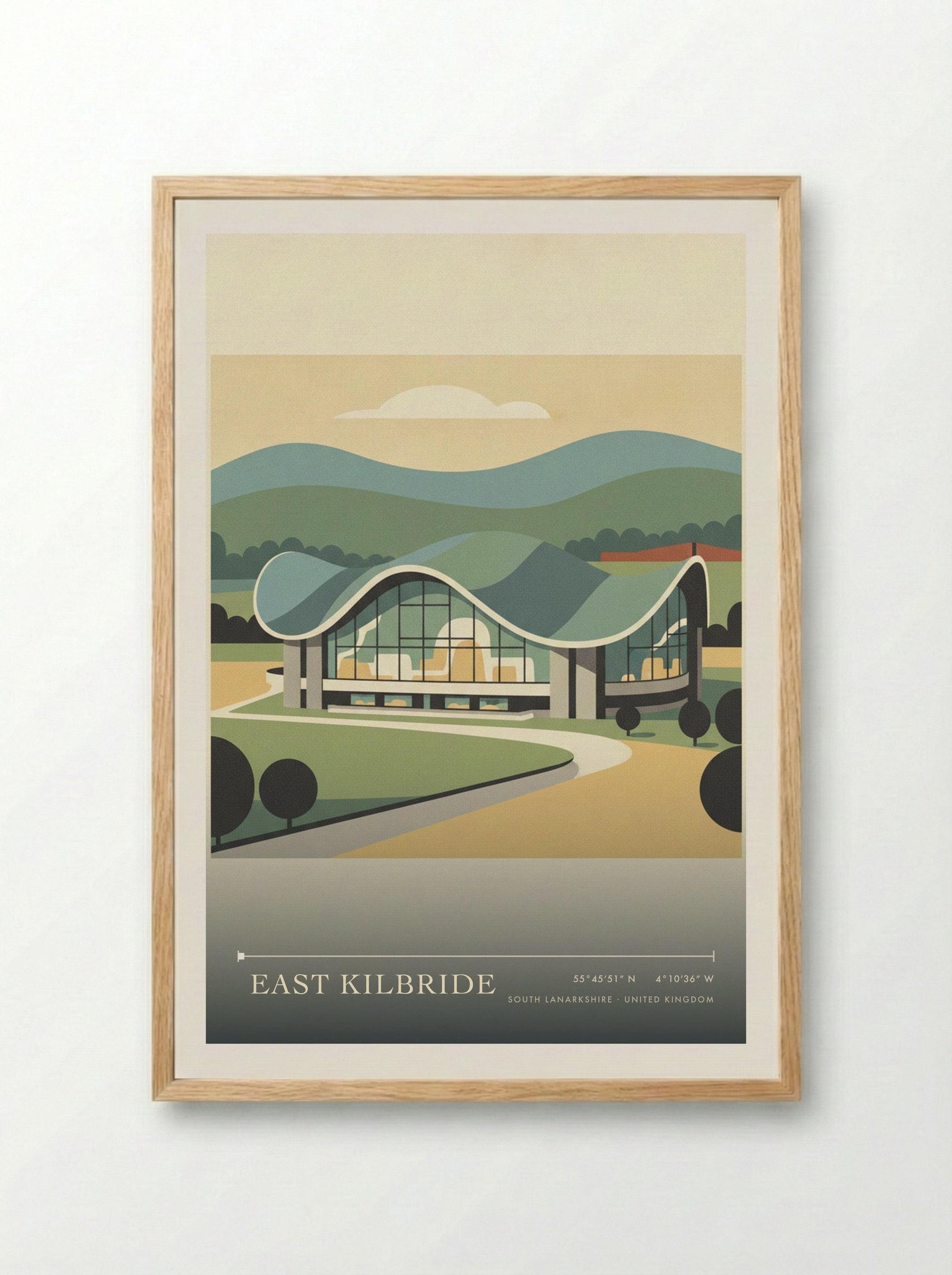 East Kilbride South Lanarkshire United Kingdom Travel Poster - Framed Print Wood