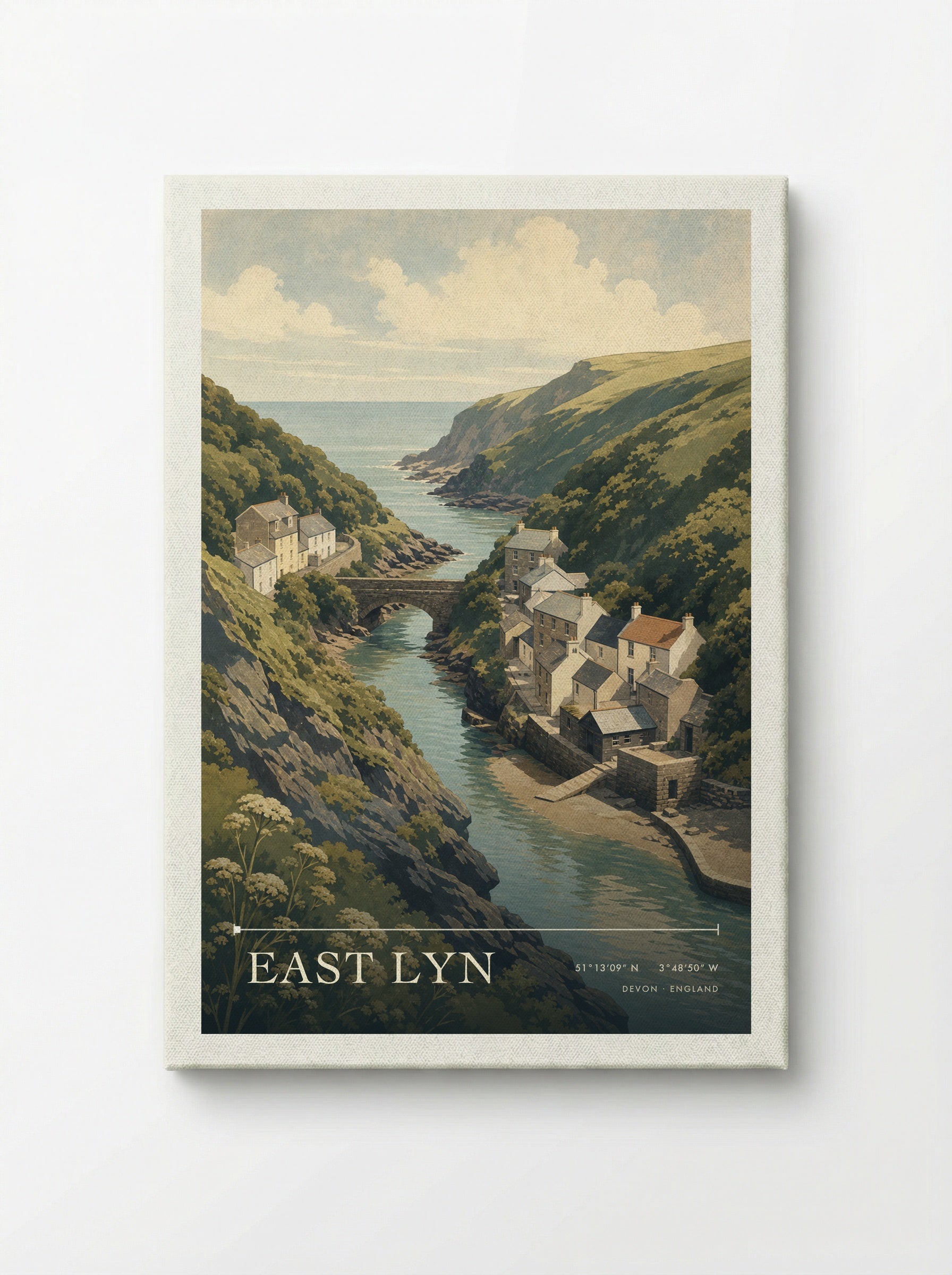 East Lyn Devon England Travel Poster - Canvas