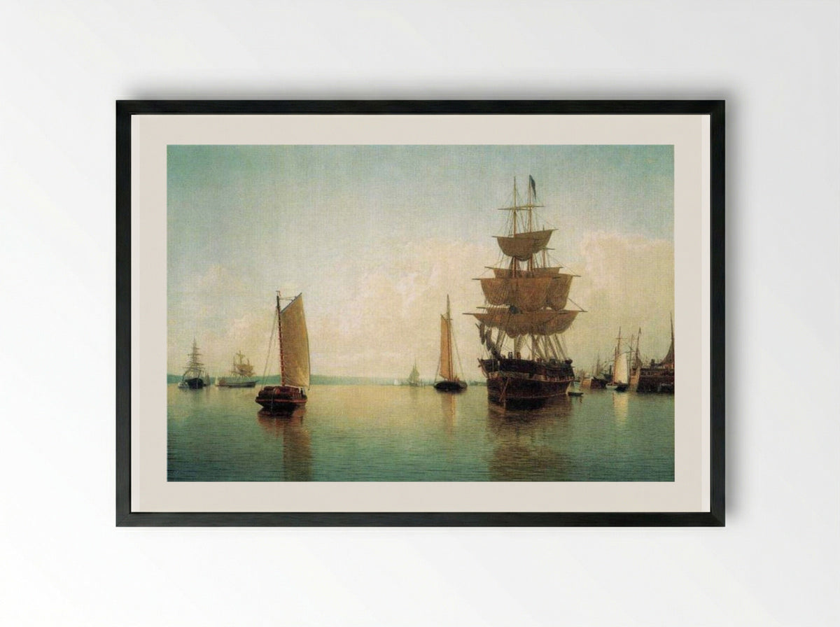 East River Off Lower Manhattan - William Bradford - Framed Print Black