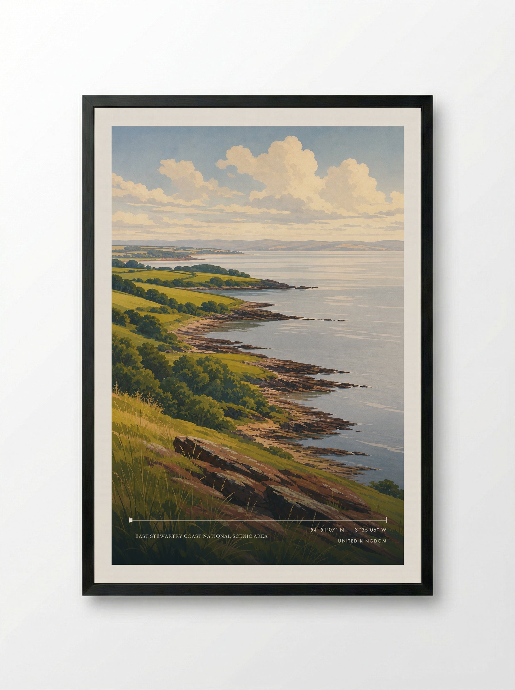East Stewartry Coast National Scenic Area United Kingdom Travel Poster - Framed Print Black