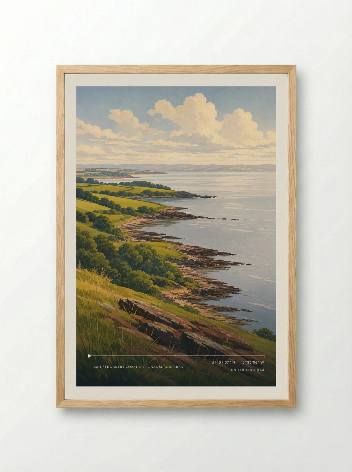 East Stewartry Coast National Scenic Area United Kingdom Travel Poster - Framed Print Wood