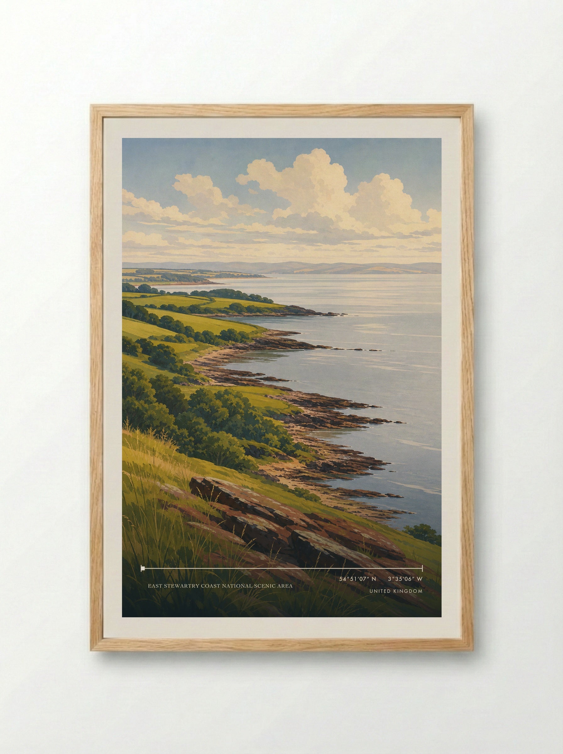 East Stewartry Coast National Scenic Area United Kingdom Travel Poster - Framed Print Wood