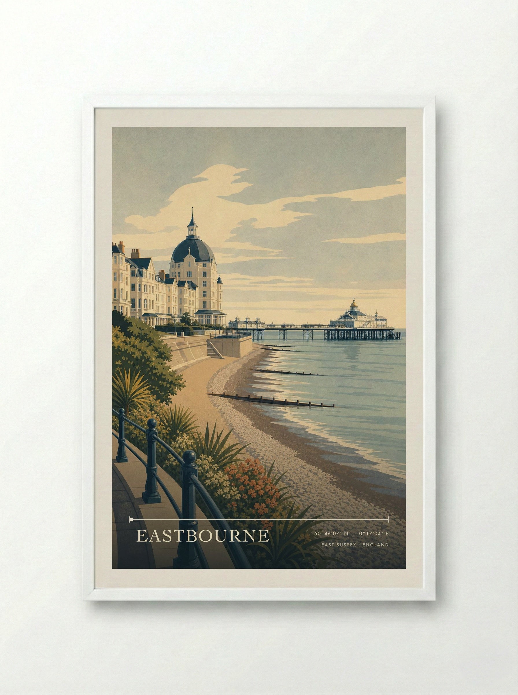 Eastbourne East Sussex England Travel Poster - Framed Print White