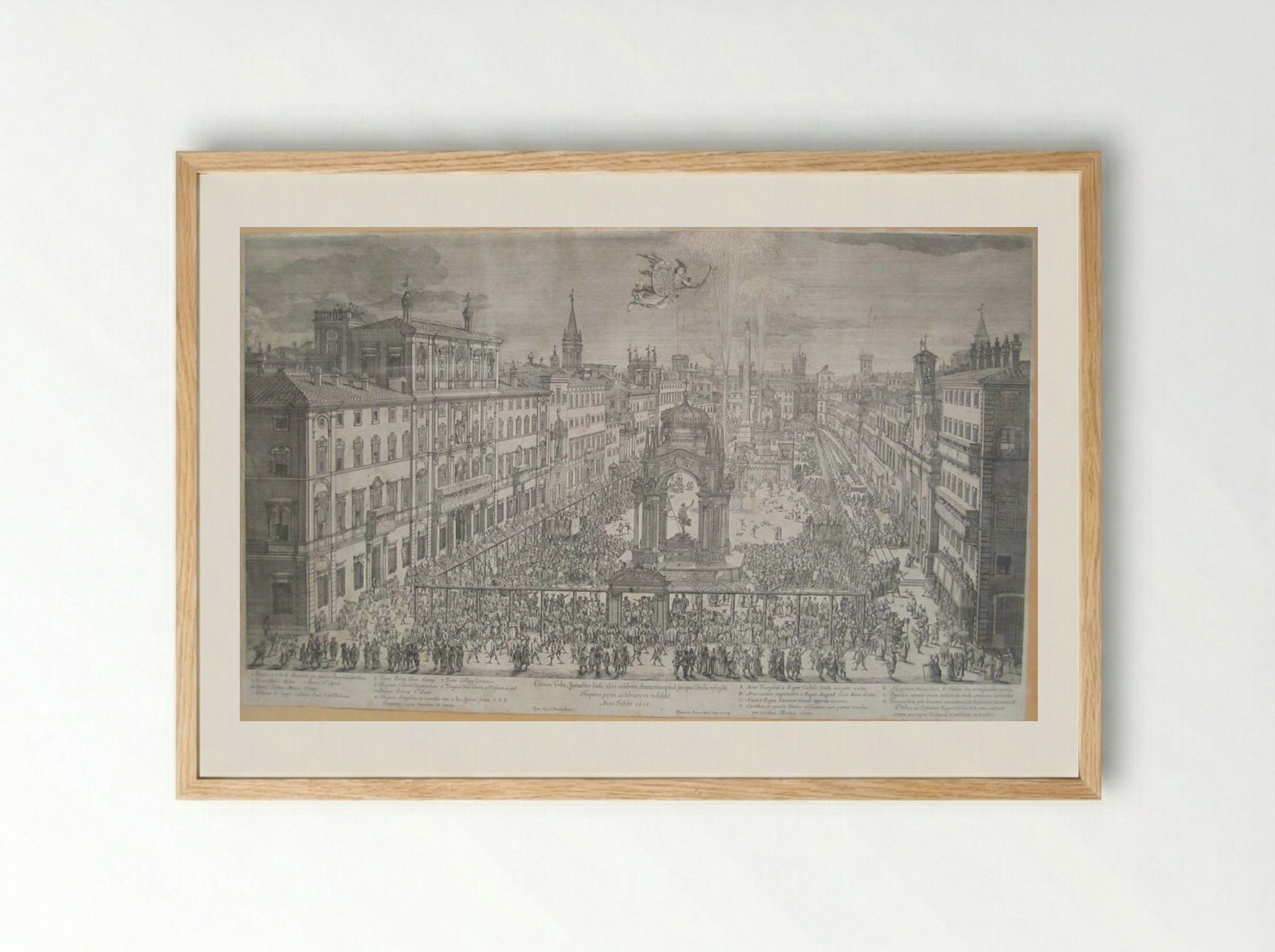 Easter Celebration on the Piazza Navona in the Year of the Jubilee, 1650 - Dominique Barrière - Framed Print Wood