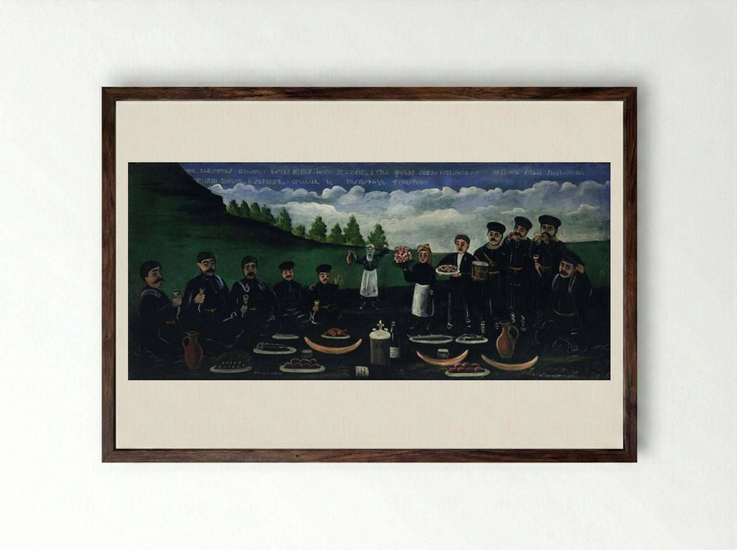 Easter Festival - Niko Pirosmani - Framed Print Dark Wood
