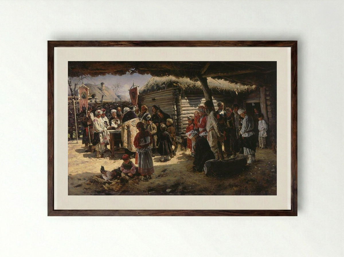 Easter Mass - Vladimir Makovsky - Framed Print Dark Wood