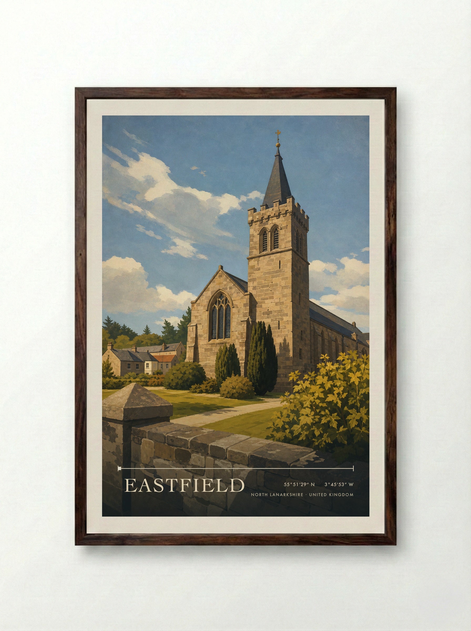 Eastfield North Lanarkshire United Kingdom Travel Poster - Framed Print Dark Wood