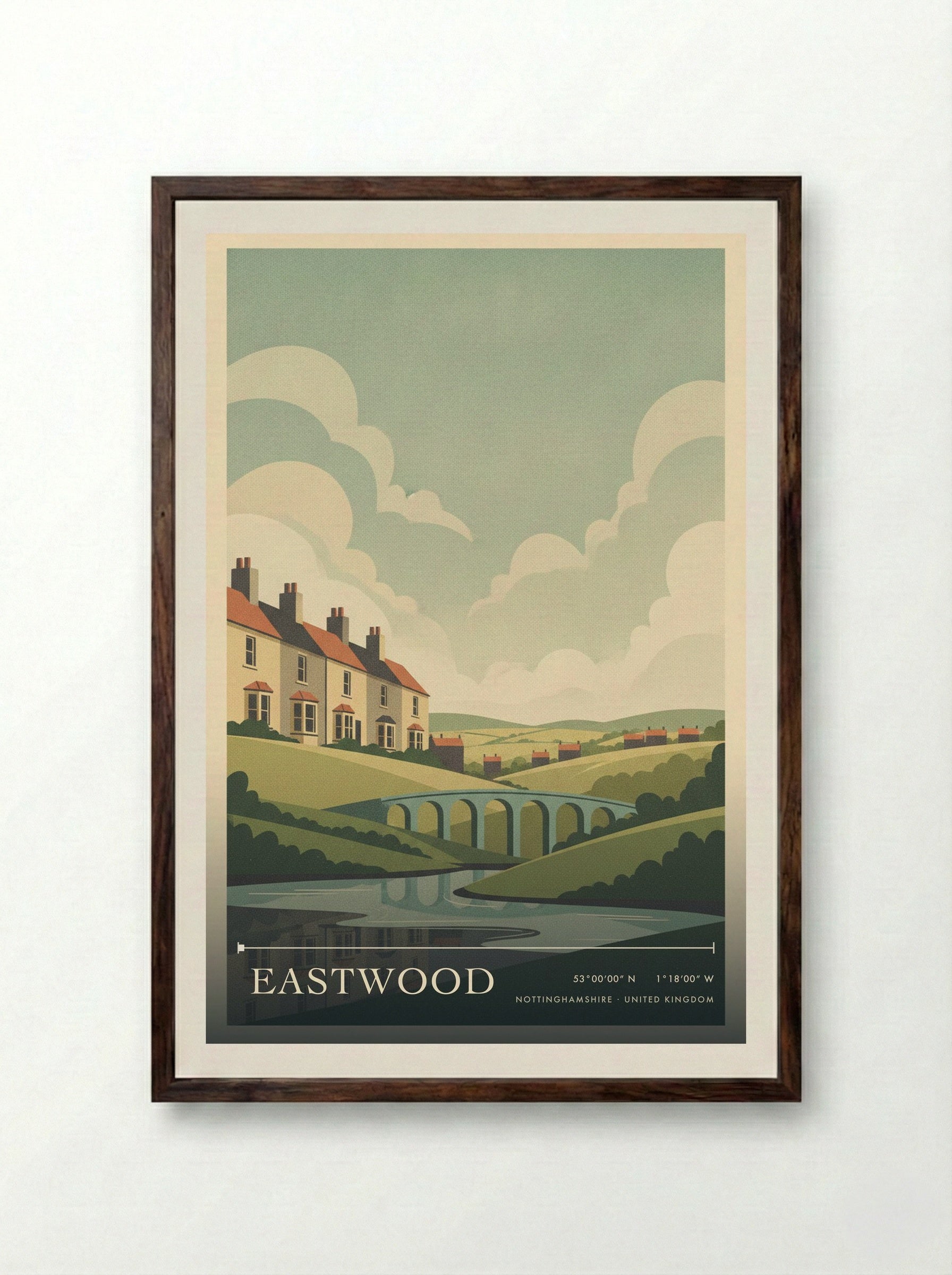 Eastwood Nottinghamshire United Kingdom Travel Poster - Framed Print Dark Wood
