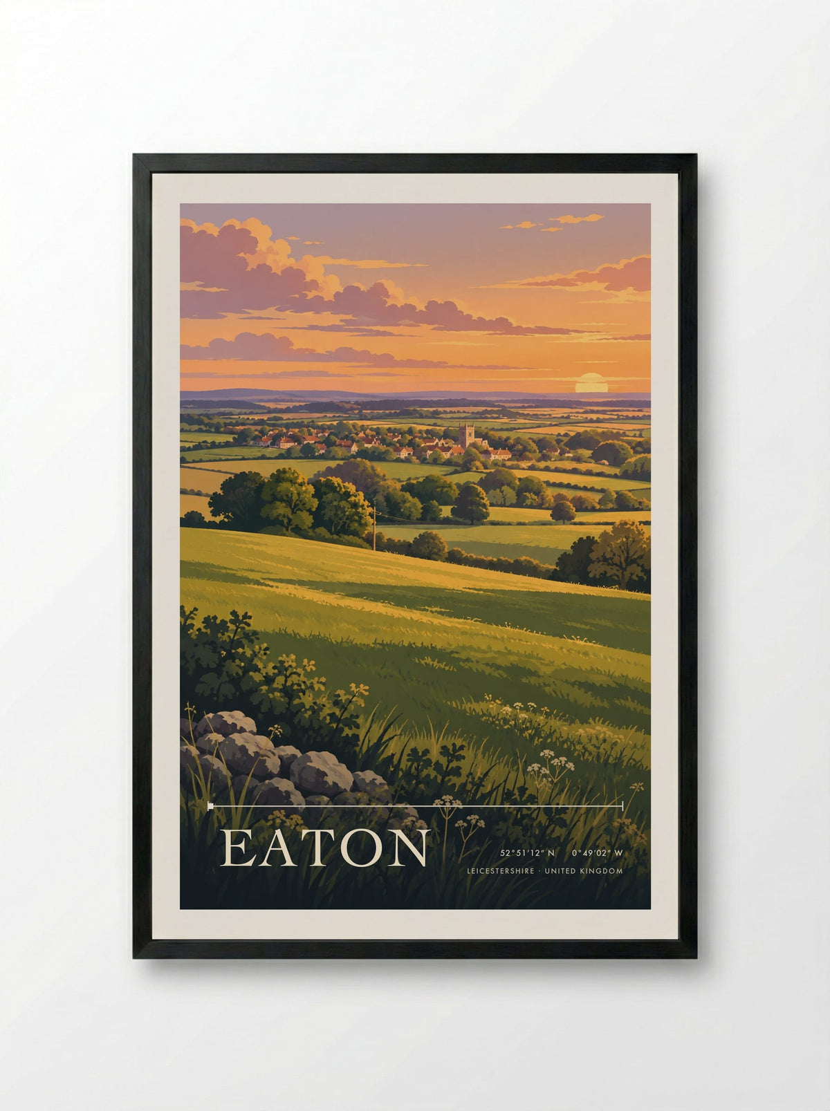 Eaton, Leicestershire | Travel Poster - Framed Print Black