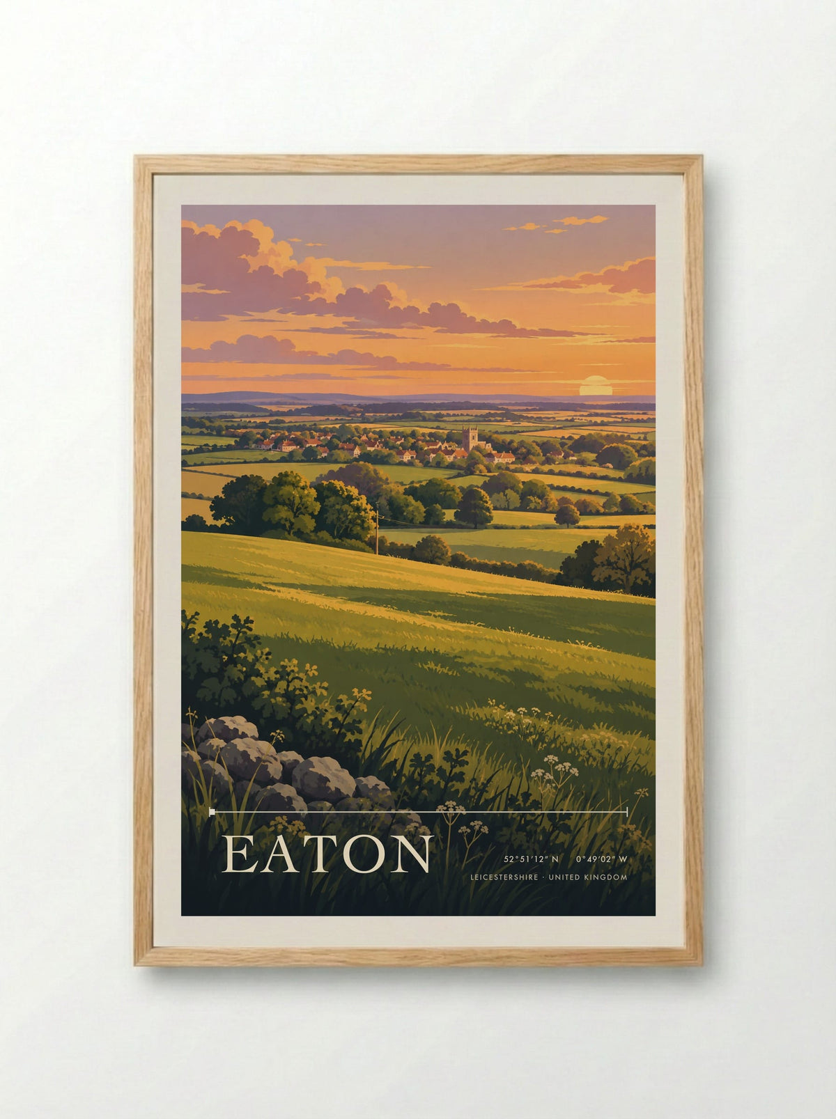 Eaton, Leicestershire | Travel Poster - Framed Print Wood
