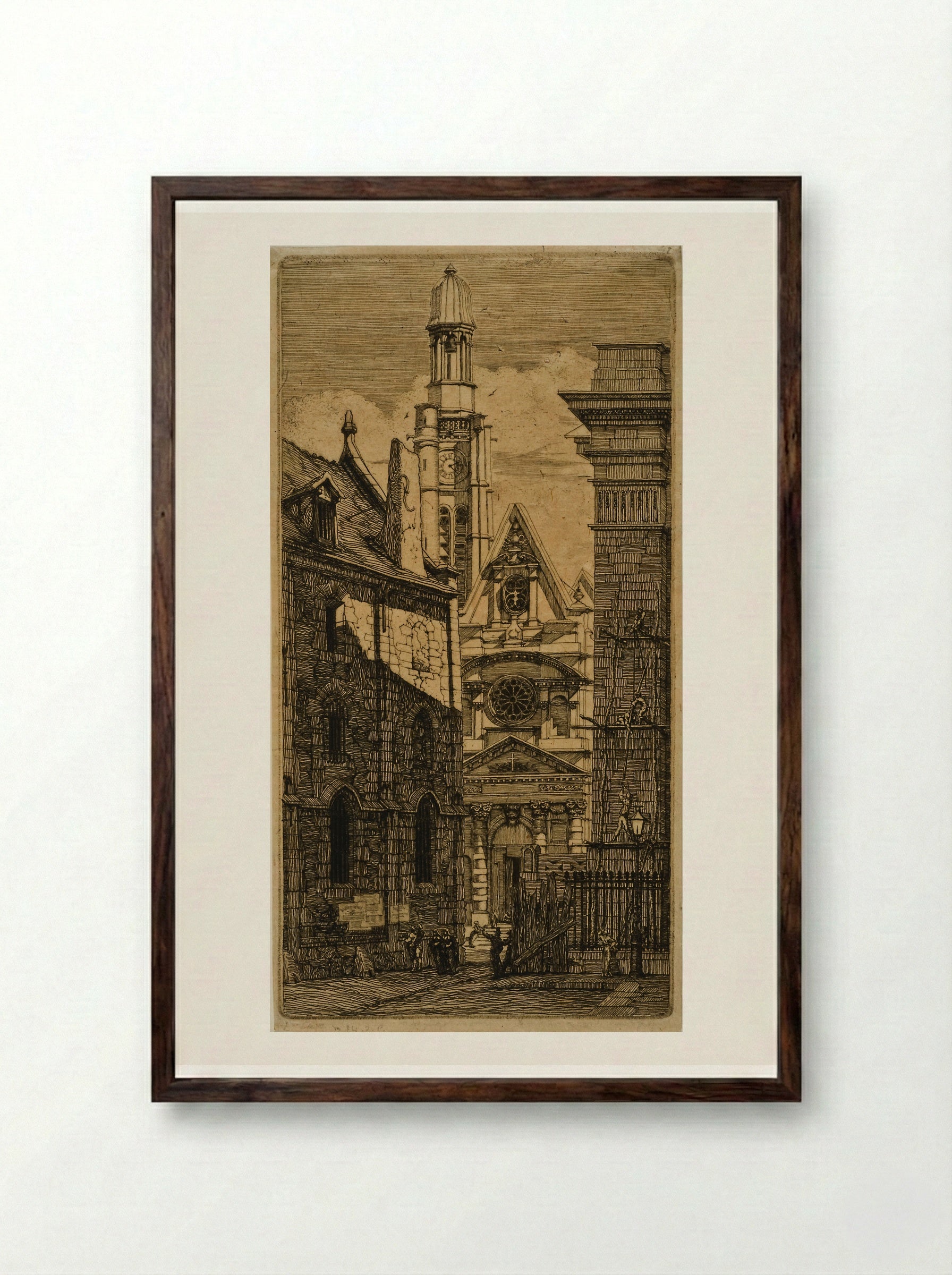 Eaux-fortes sur Paris (Cover with title) - Charles Meryon - Framed Print Dark Wood