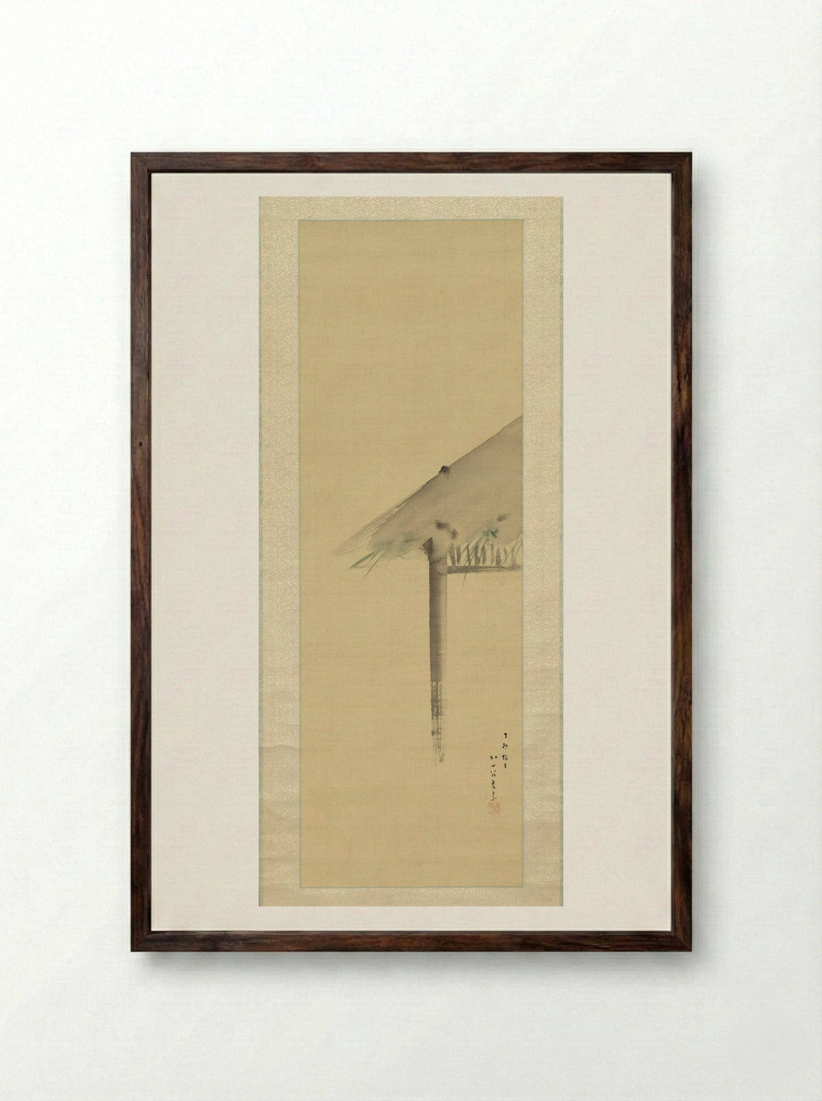 Eaves Decorated with Irises for the Tango Festival - Kikuchi Yōsai - Framed Print Dark Wood