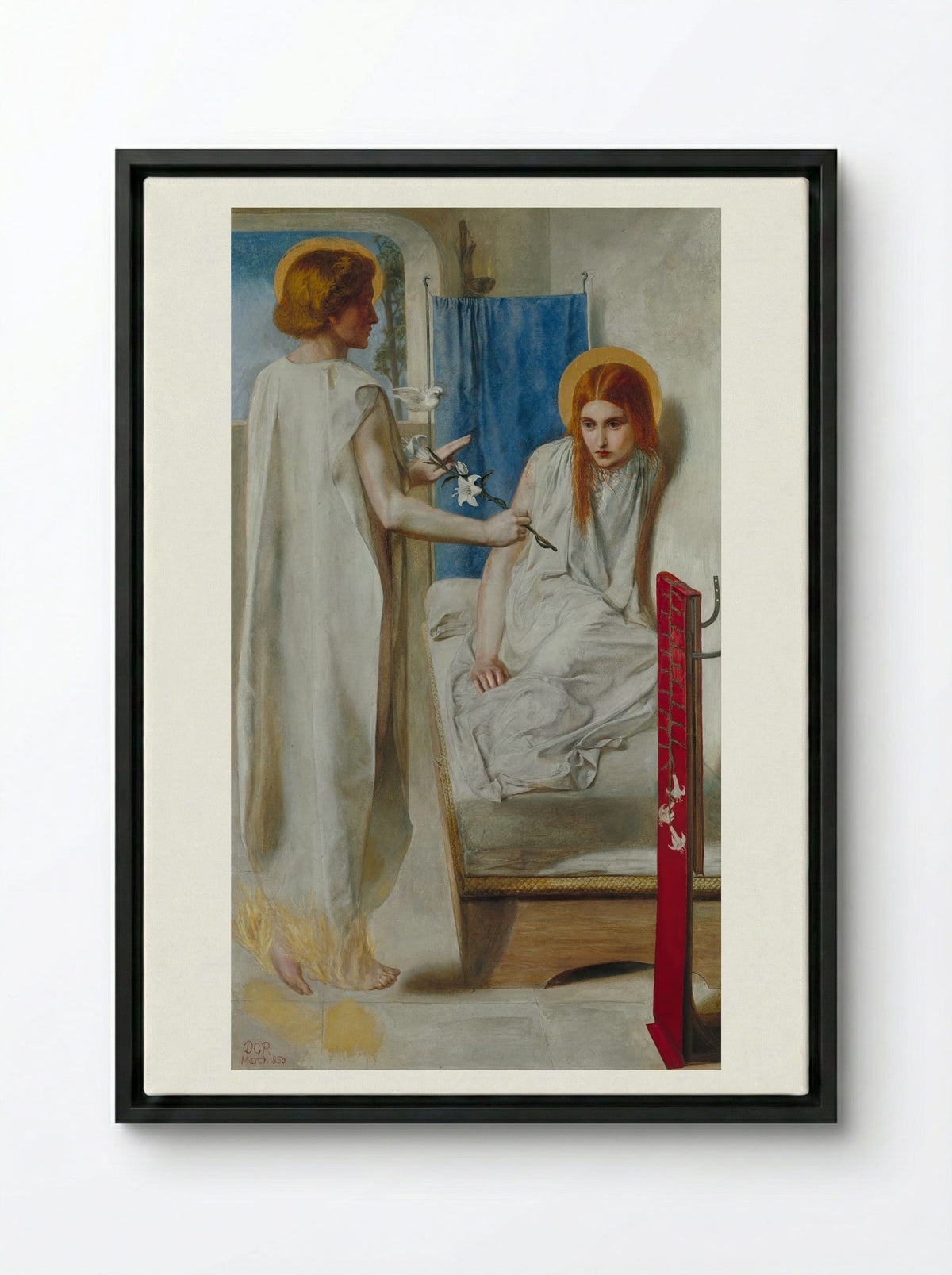 Ecce Ancilla Domini - Dante Gabriel Rossetti - Framed Canvas Black