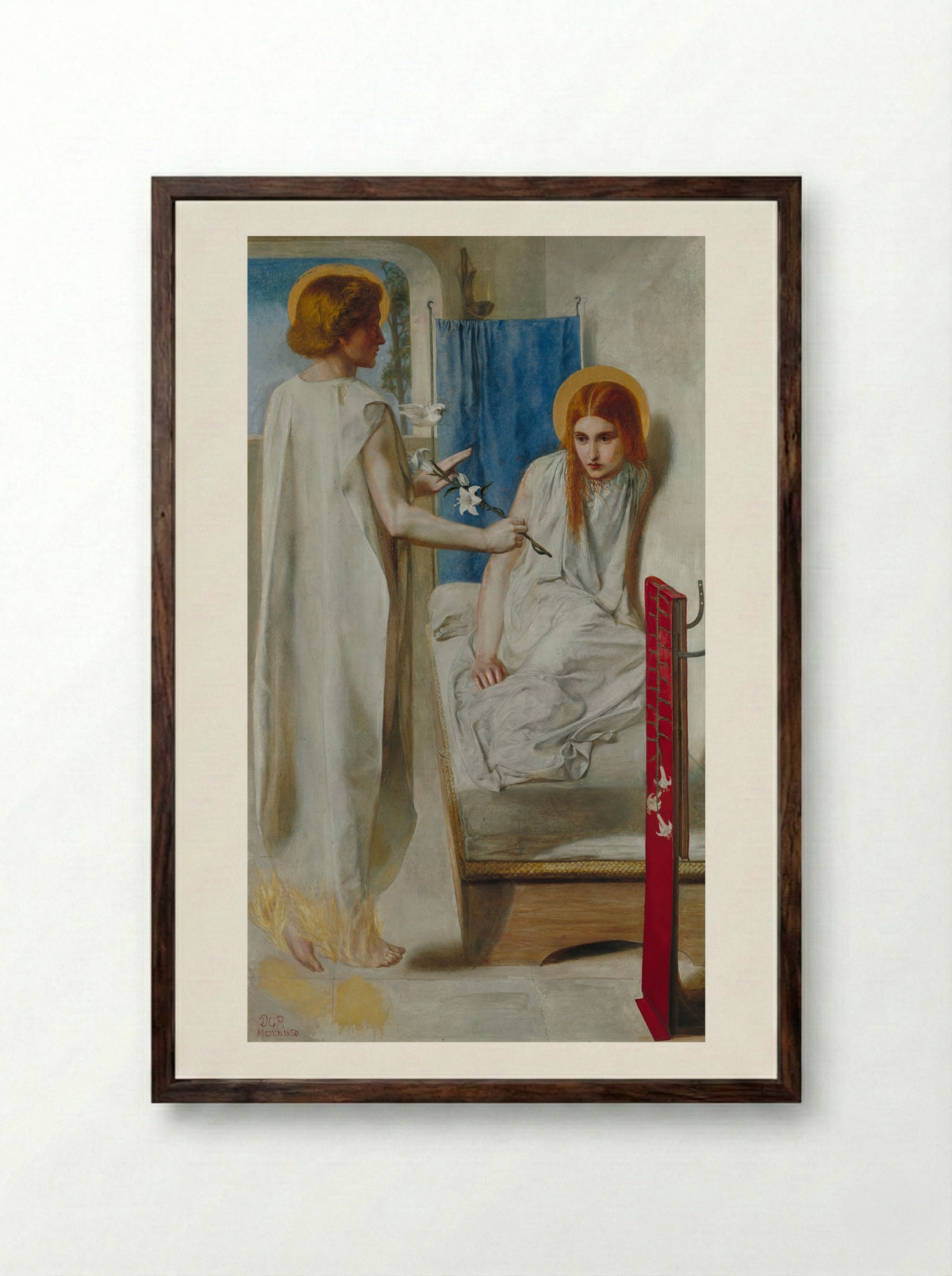 Ecce Ancilla Domini - Dante Gabriel Rossetti - Framed Print Dark Wood