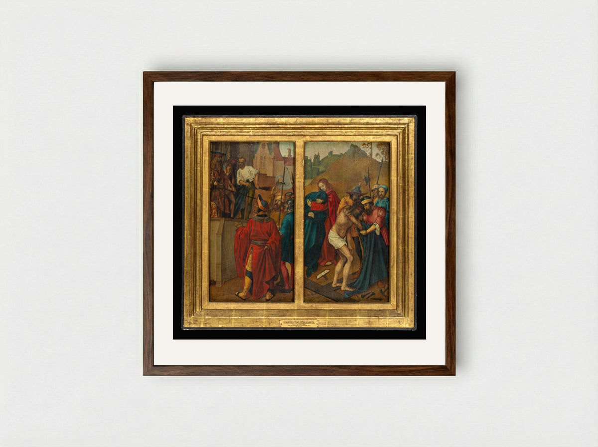 Ecce Homo and The Disrobing of Christ - Cornelis Engebrechtsz - Framed Print Dark Wood