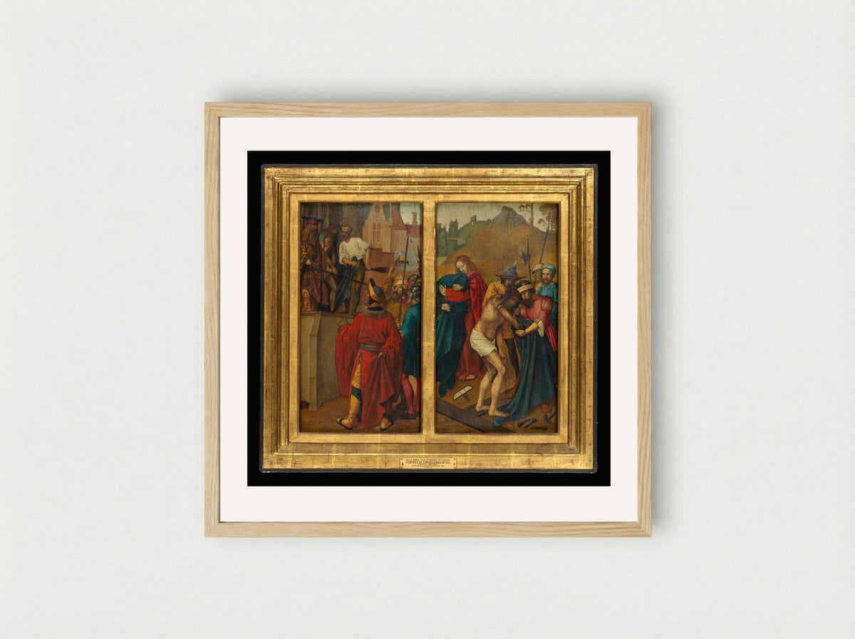 Ecce Homo and The Disrobing of Christ - Cornelis Engebrechtsz - Framed Print Wood