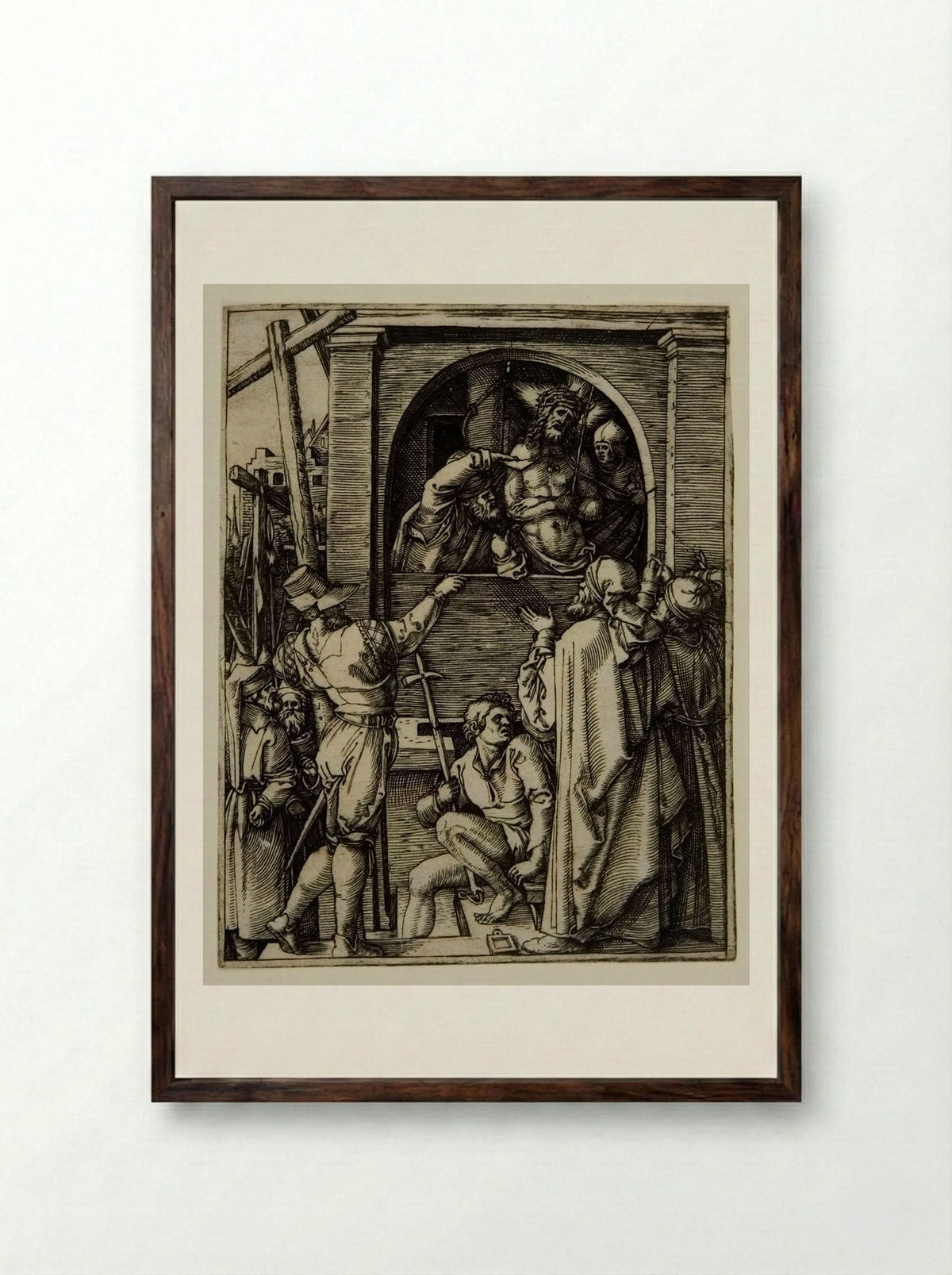 Ecce Homo - Marcantonio Raimondi - Framed Print Dark Wood
