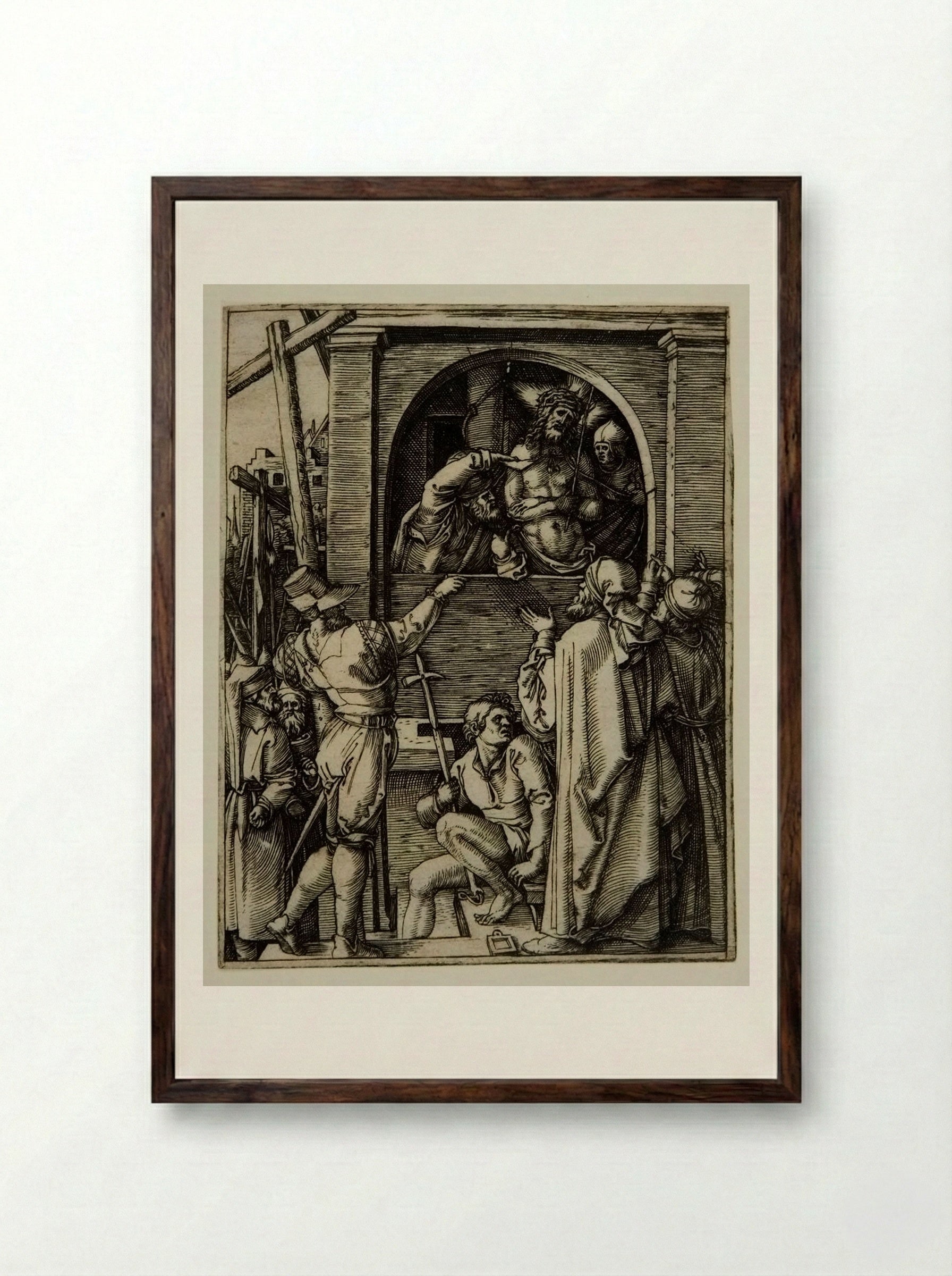 Ecce Homo - Marcantonio Raimondi - Framed Print Dark Wood