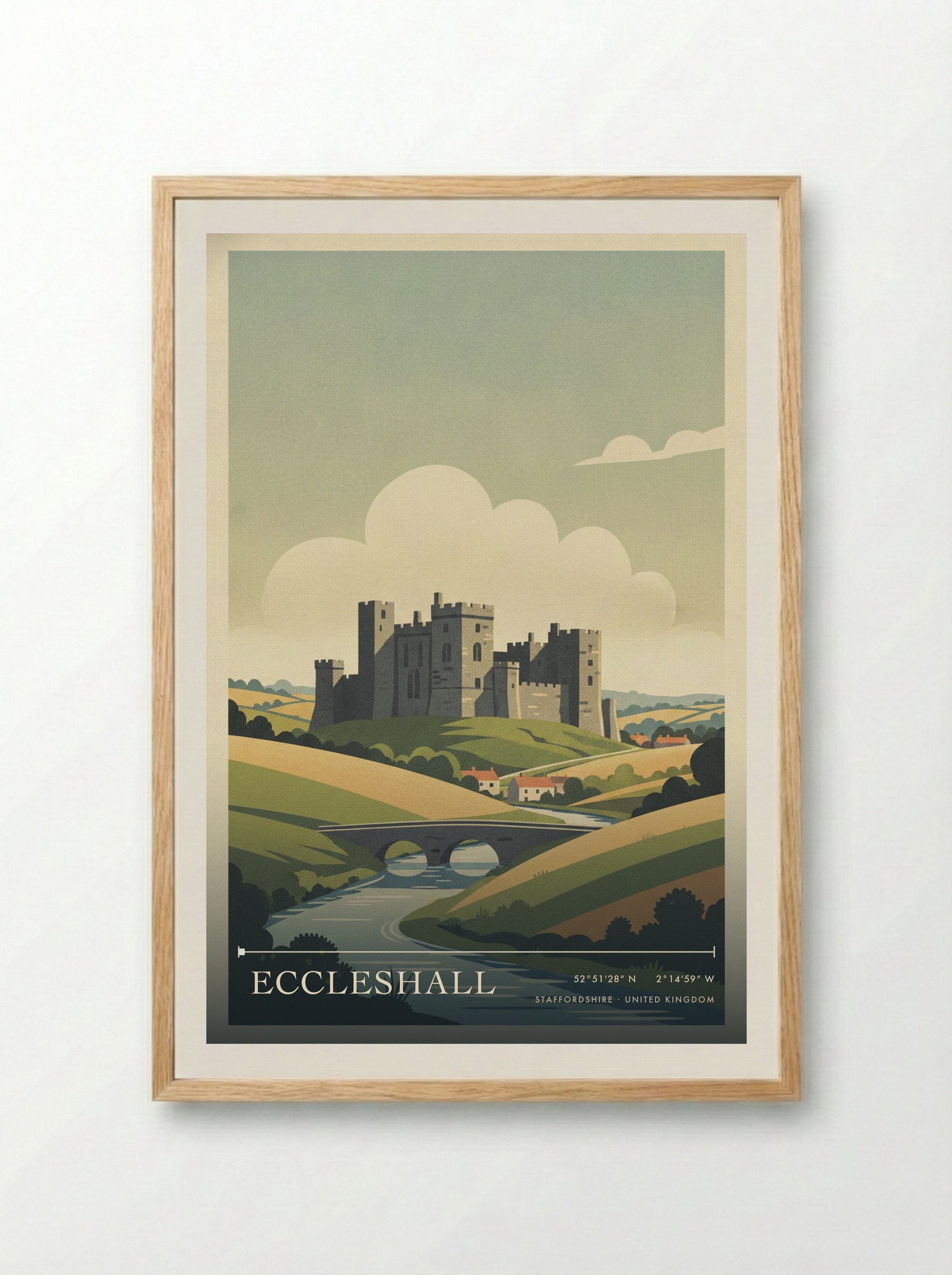 Eccleshall Staffordshire United Kingdom Travel Poster - Framed Print Wood
