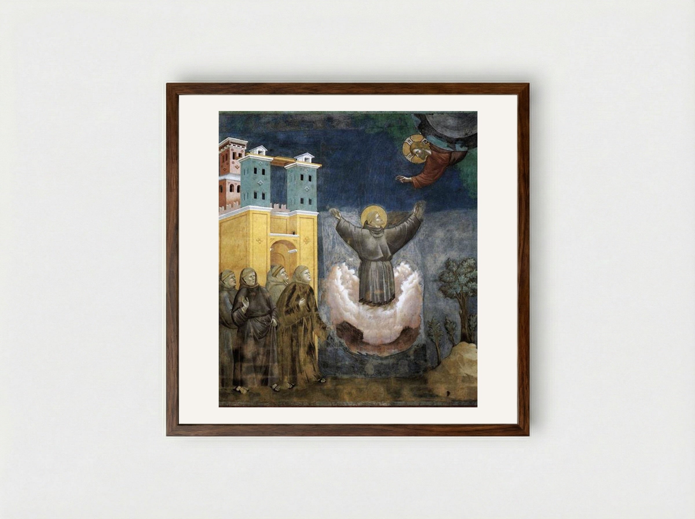 Ecstasy of St. Francis - Giotto di Bondone - Framed Print Dark Wood