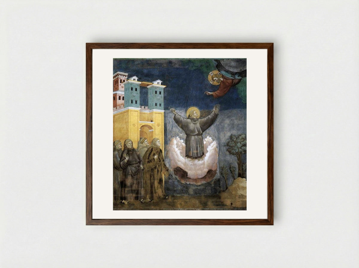 Ecstasy of St. Francis - Giotto di Bondone - Framed Print Dark Wood