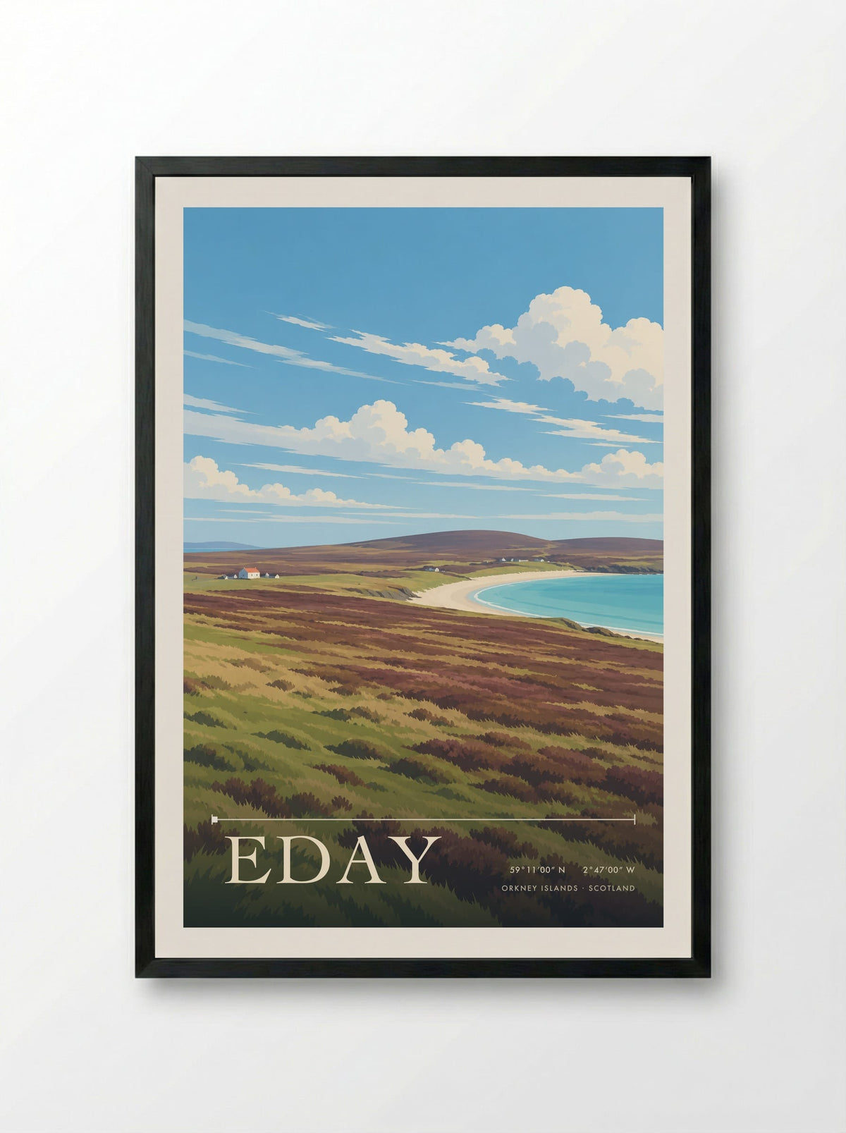 Eday, Orkney Islands | Travel Poster - Framed Print Black