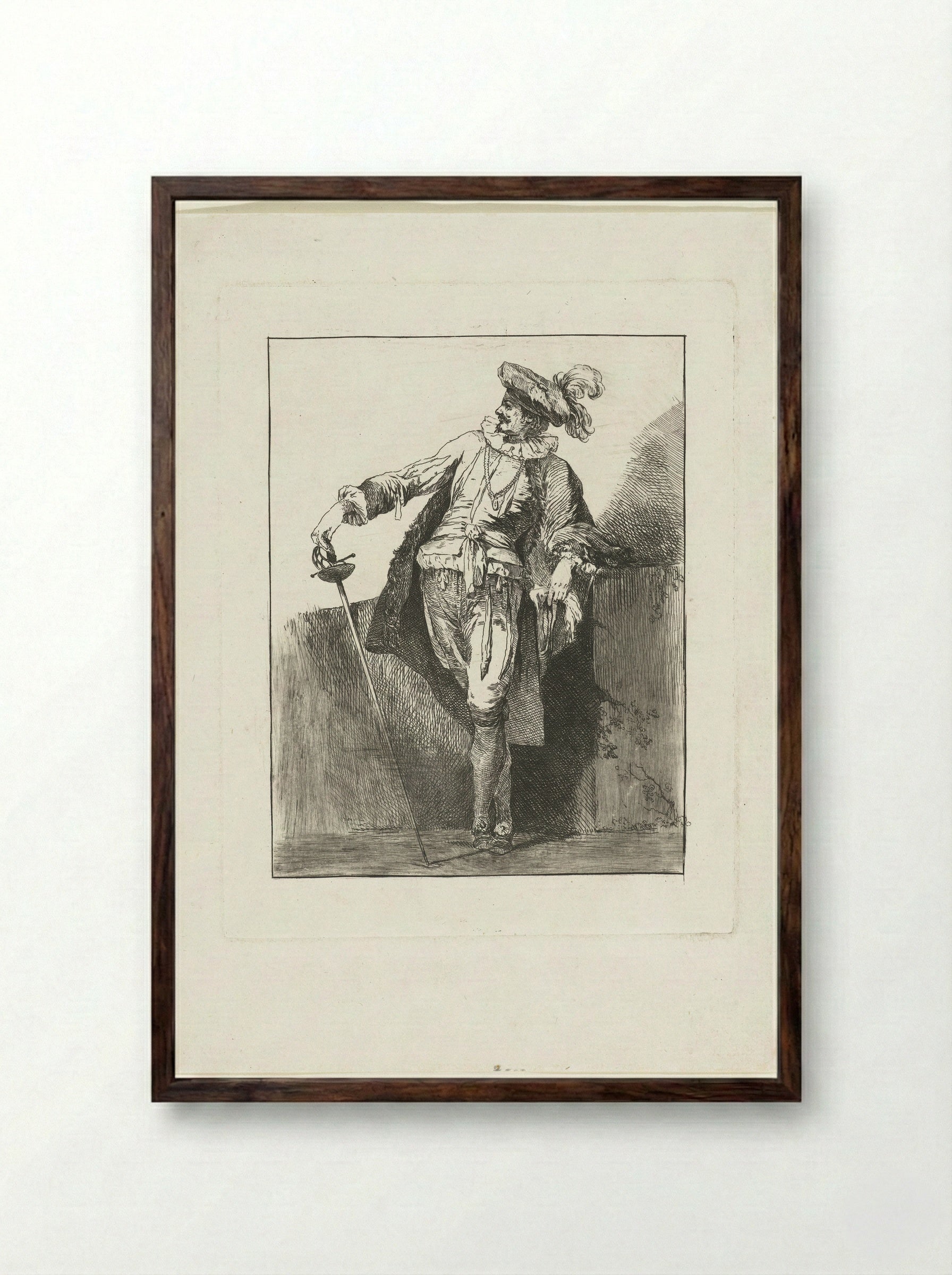 Edelman met degen en baret - Michel Barthélémy Ollivier - Framed Print Dark Wood